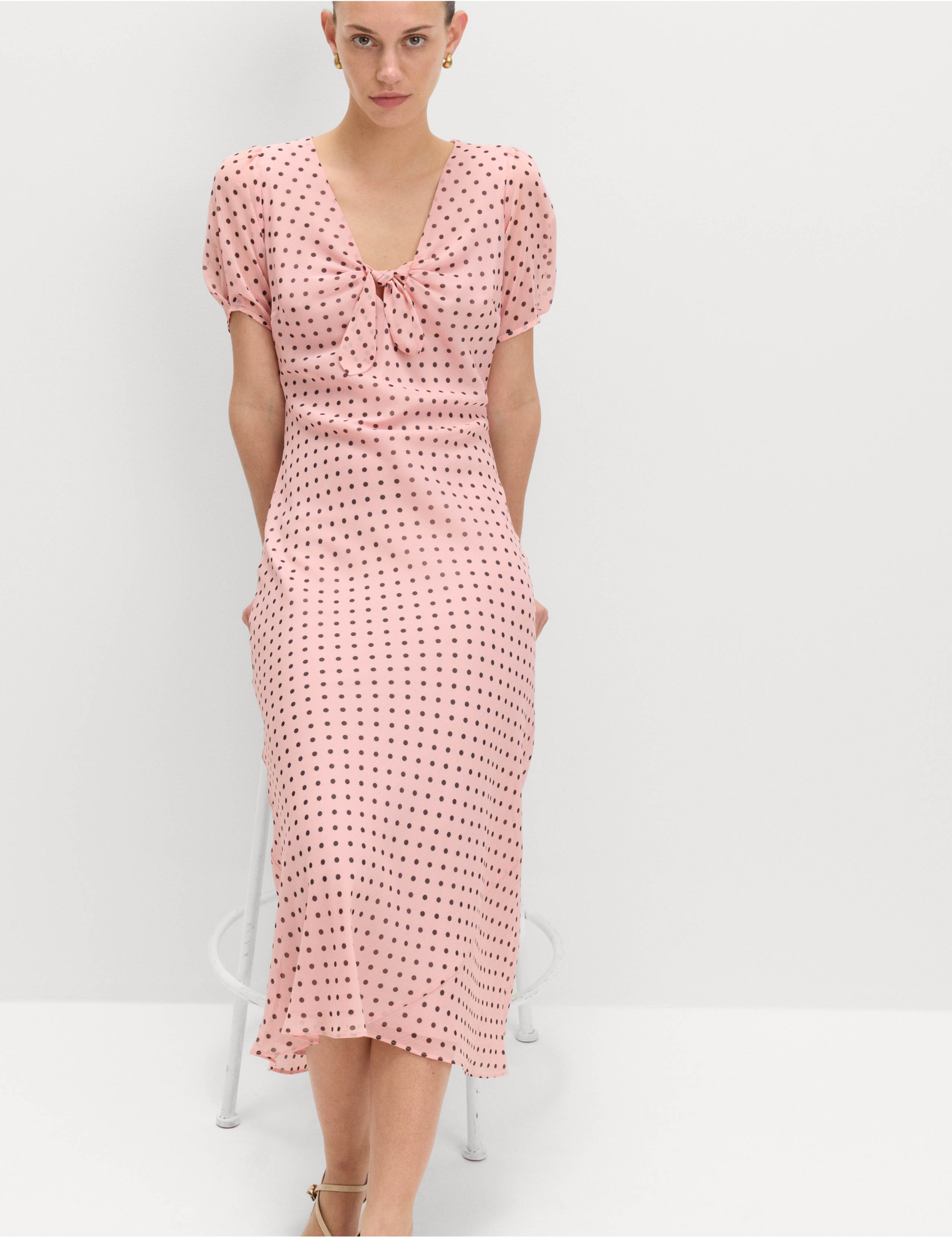 Polka Dot Puff Sleeve Midaxi Tea Dress 1 of 6