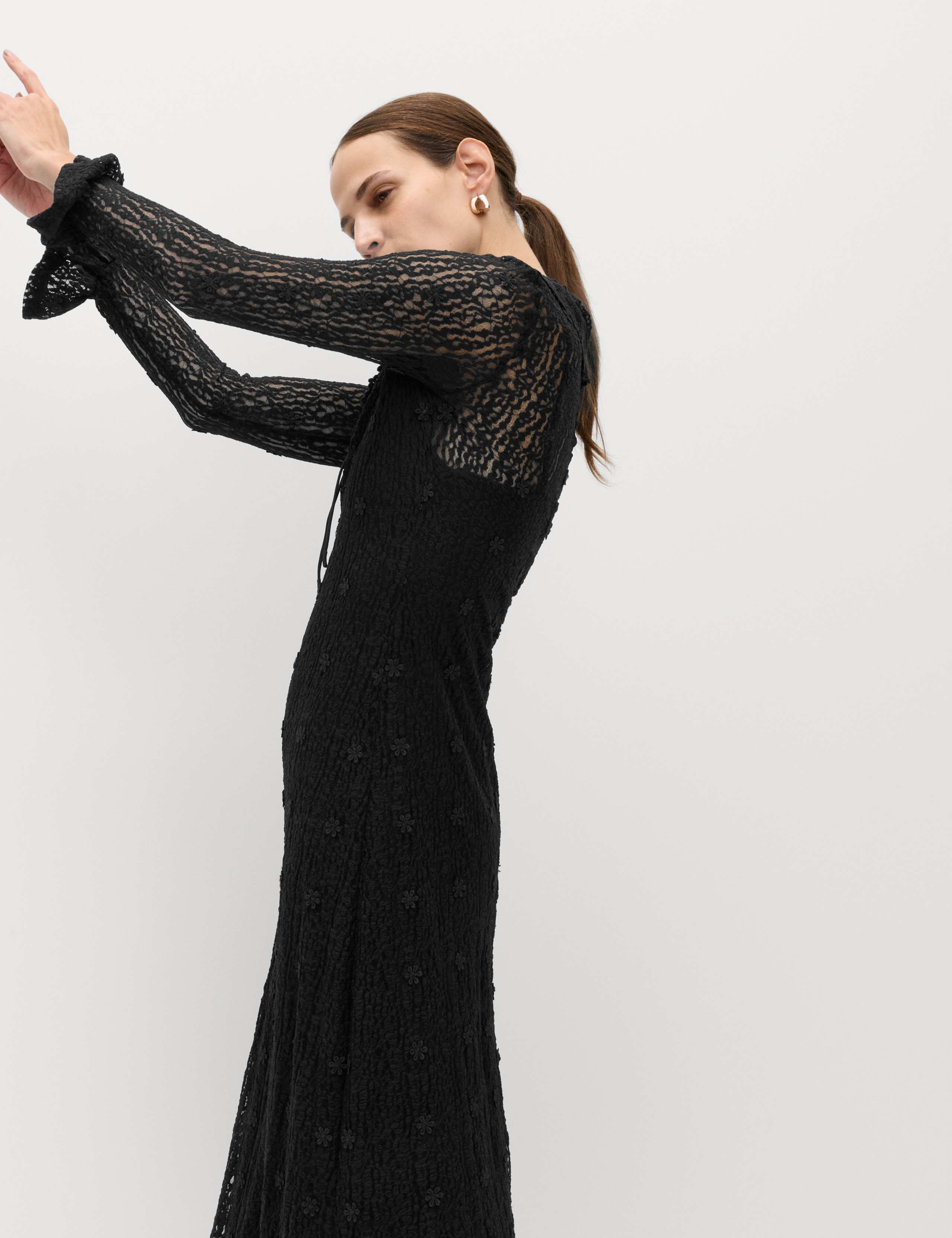 Jersey Floral Lace Midaxi Bodycon Dress 5 of 7