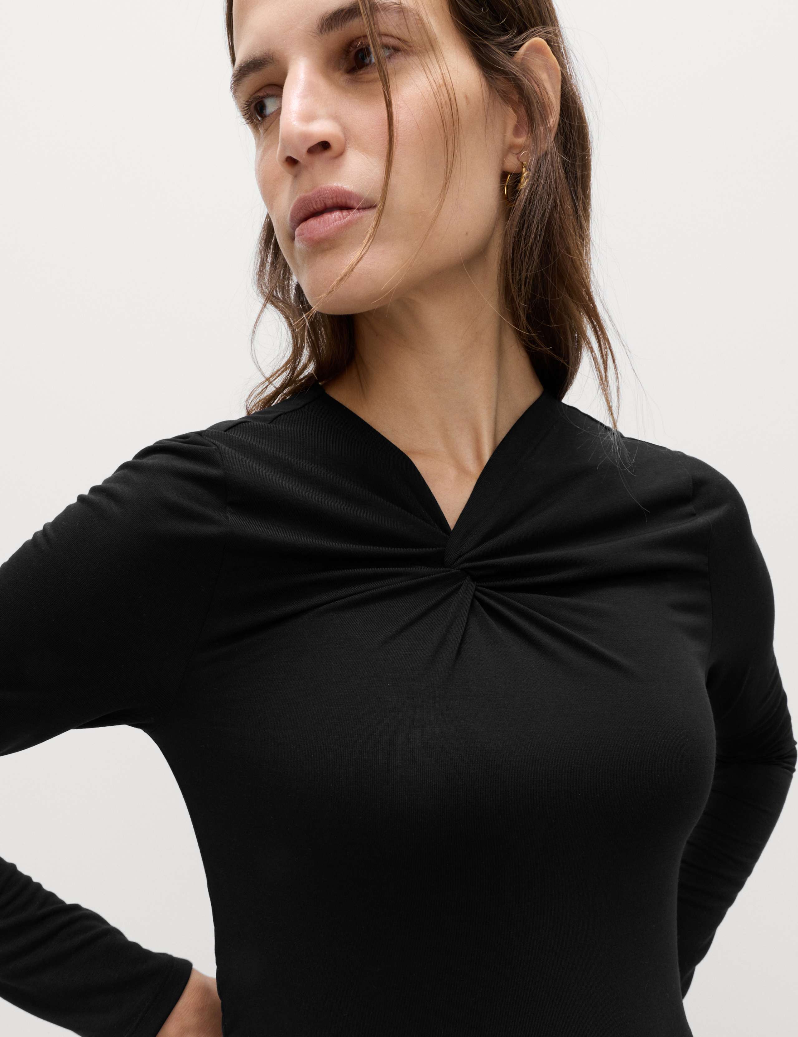 Knot Detail Jersey Ruched Bodycon Dress 1 of 6