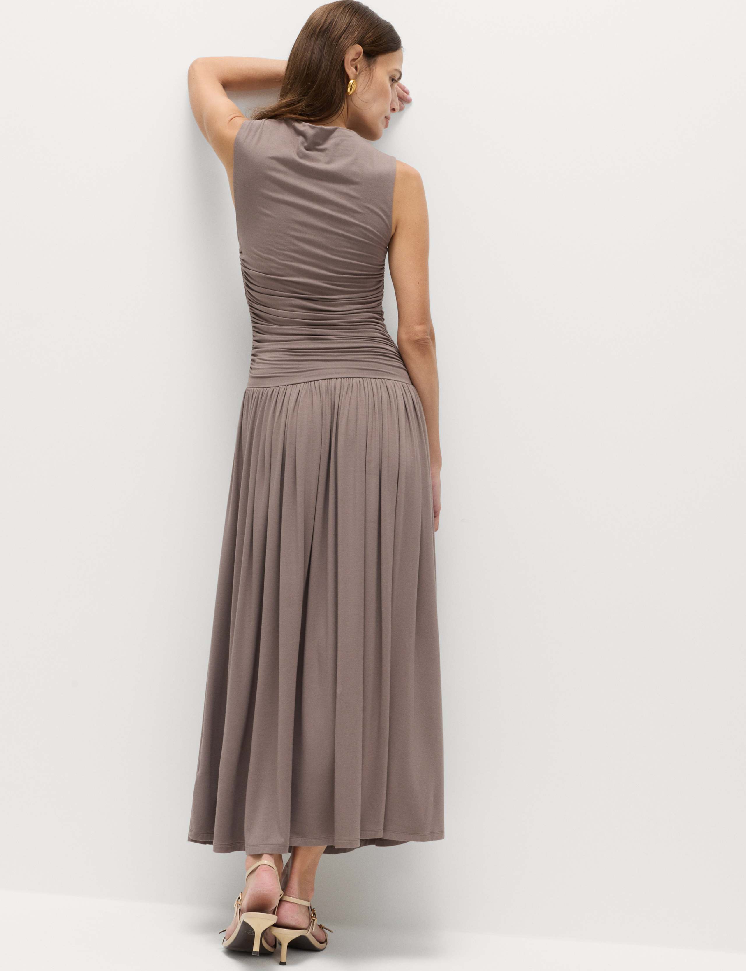 Jersey Sleeveless Draped Midaxi Skater Dress 3 of 4