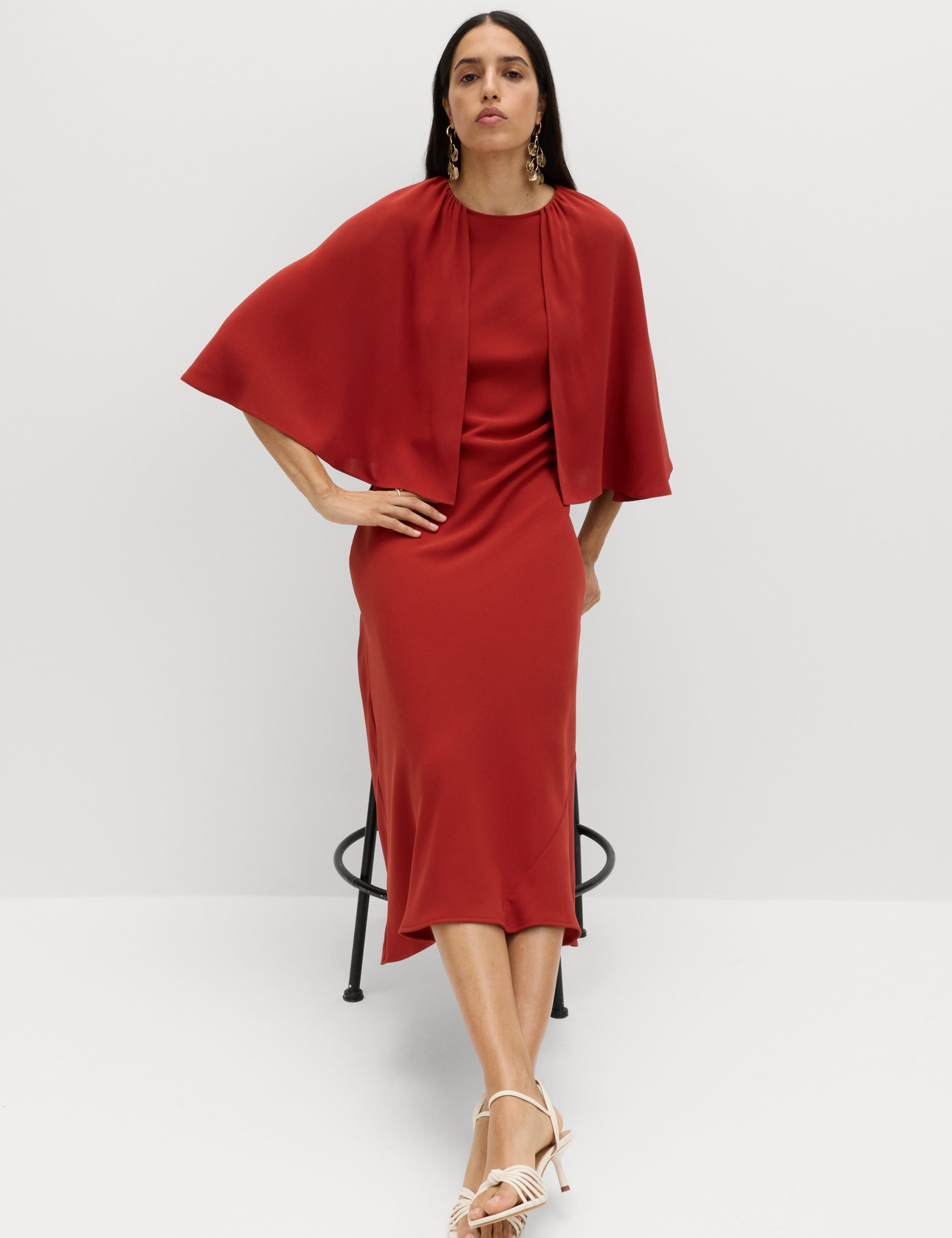 Cape Detail Midaxi Column Dress 6 of 6