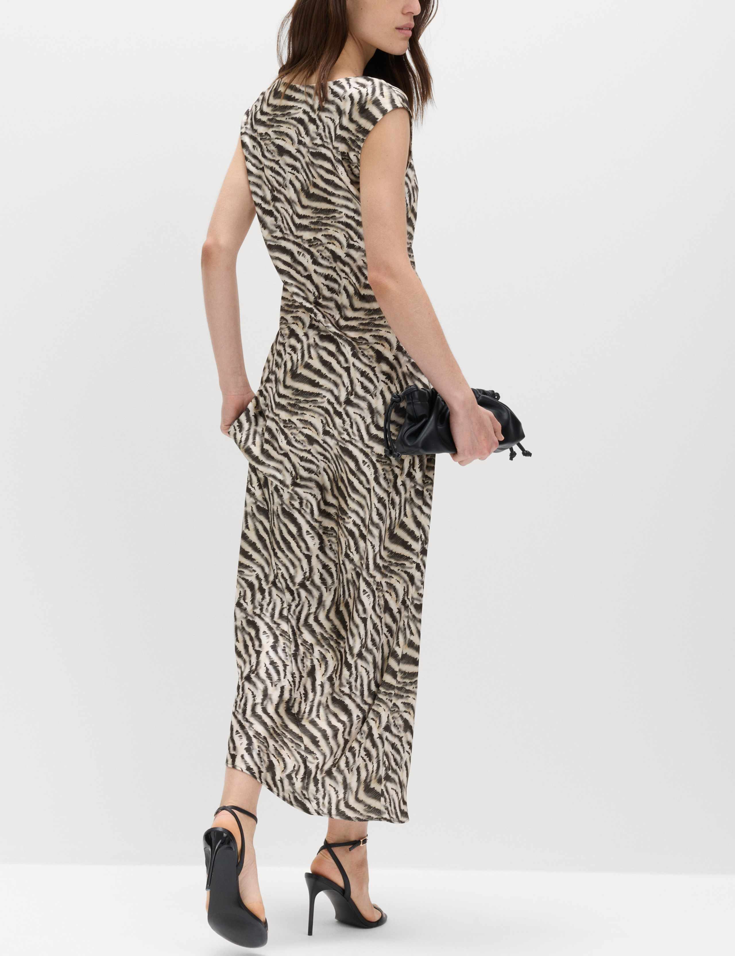 Satin Zebra Print Cowl Neck Midaxi Dress 3 of 5