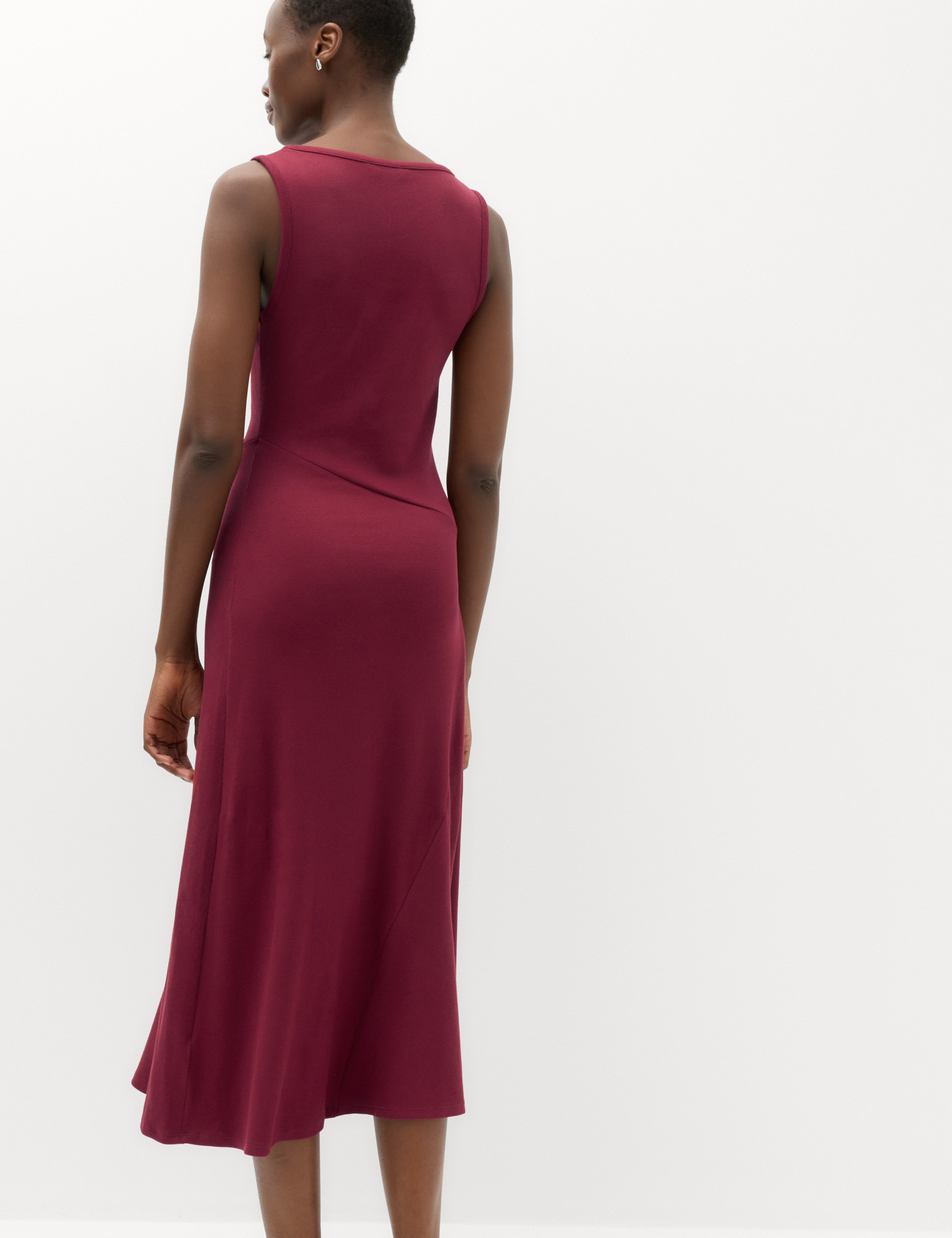Cotton Rich Ribbed Midi Column Dress 4 of 7