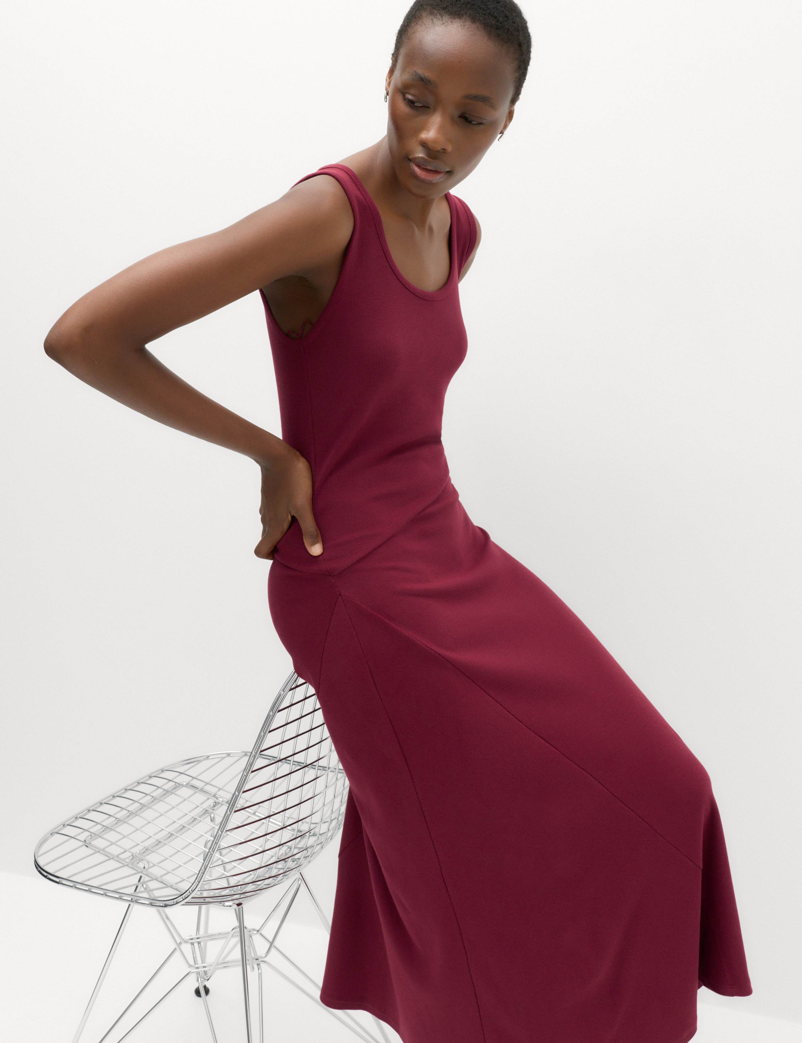Cotton Rich Ribbed Midi Column Dress 5 of 7