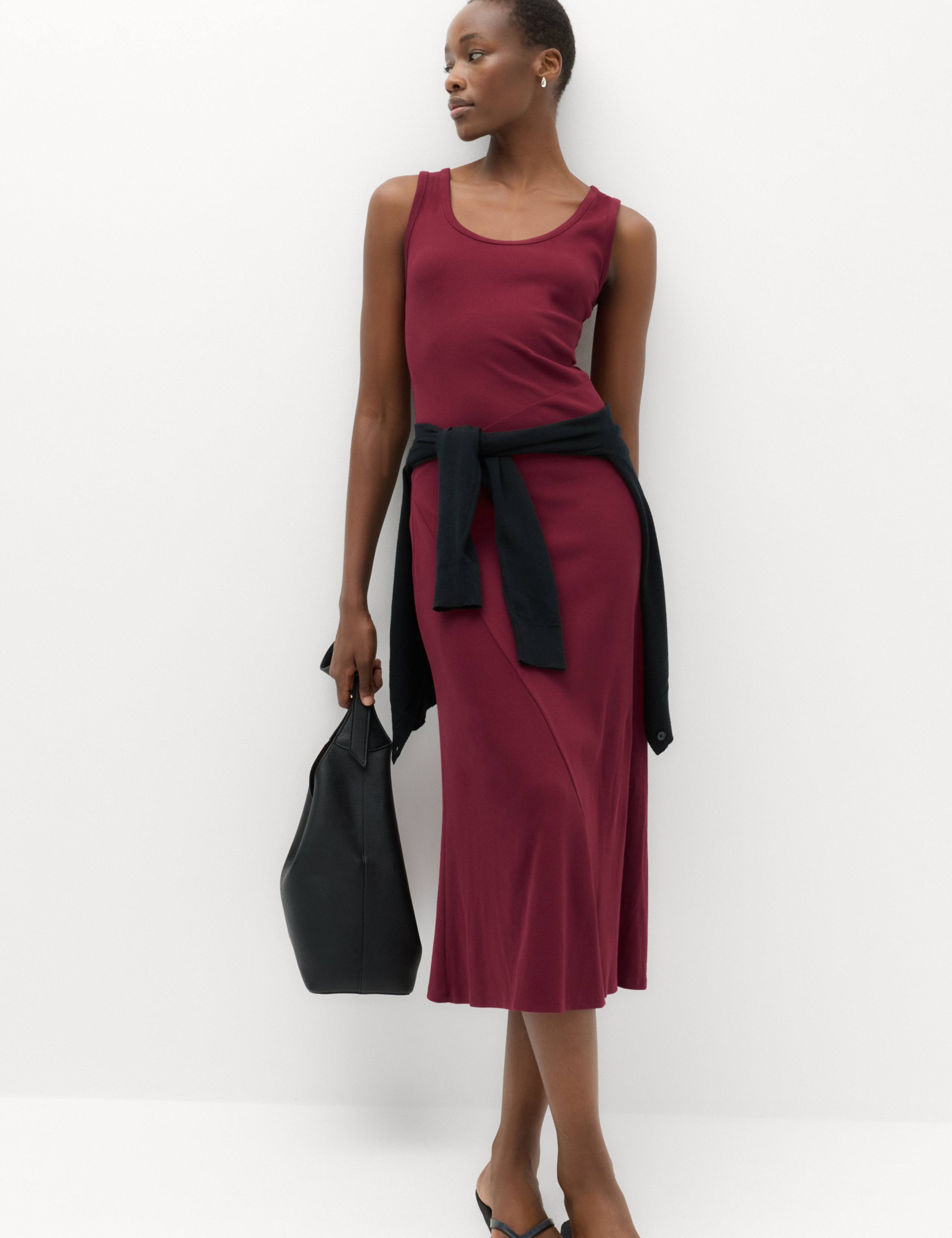 Cotton Rich Ribbed Midi Column Dress 6 of 7