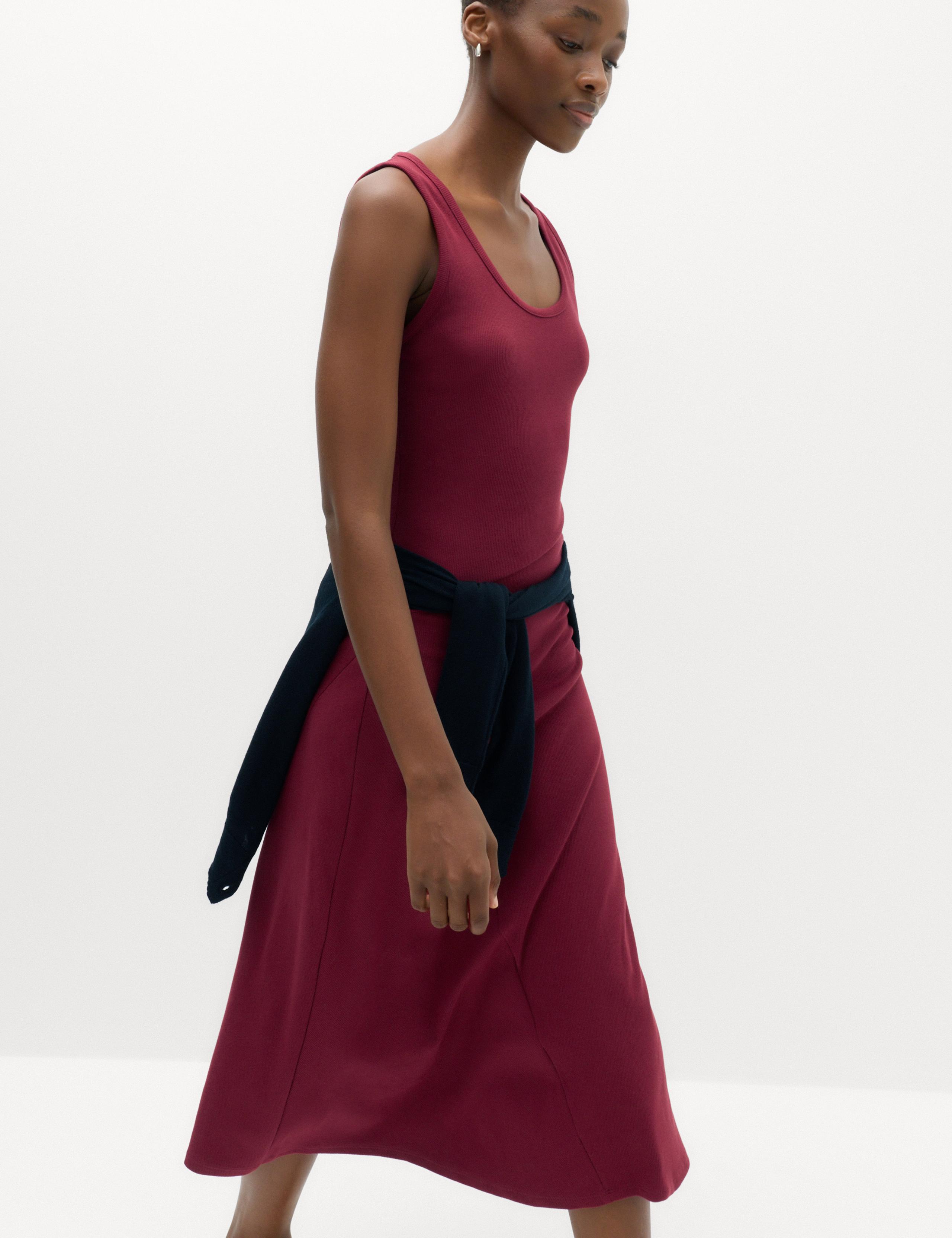 Cotton Rich Ribbed Midi Column Dress 7 of 7