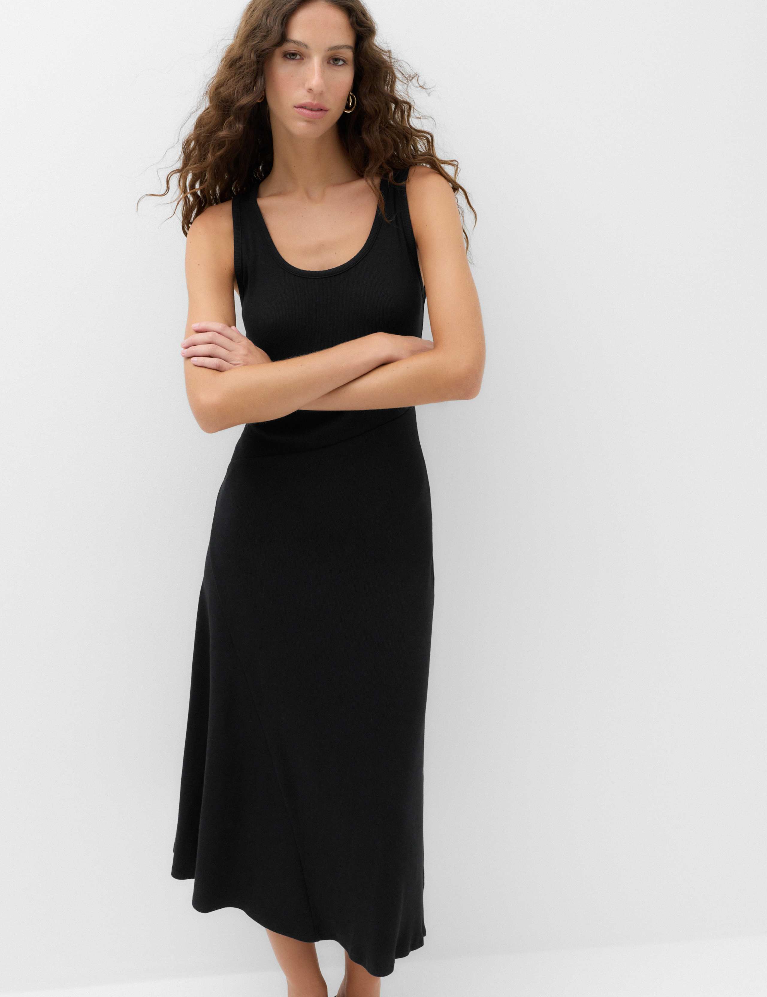 Cotton Rich Ribbed Midi Column Dress 6 of 6