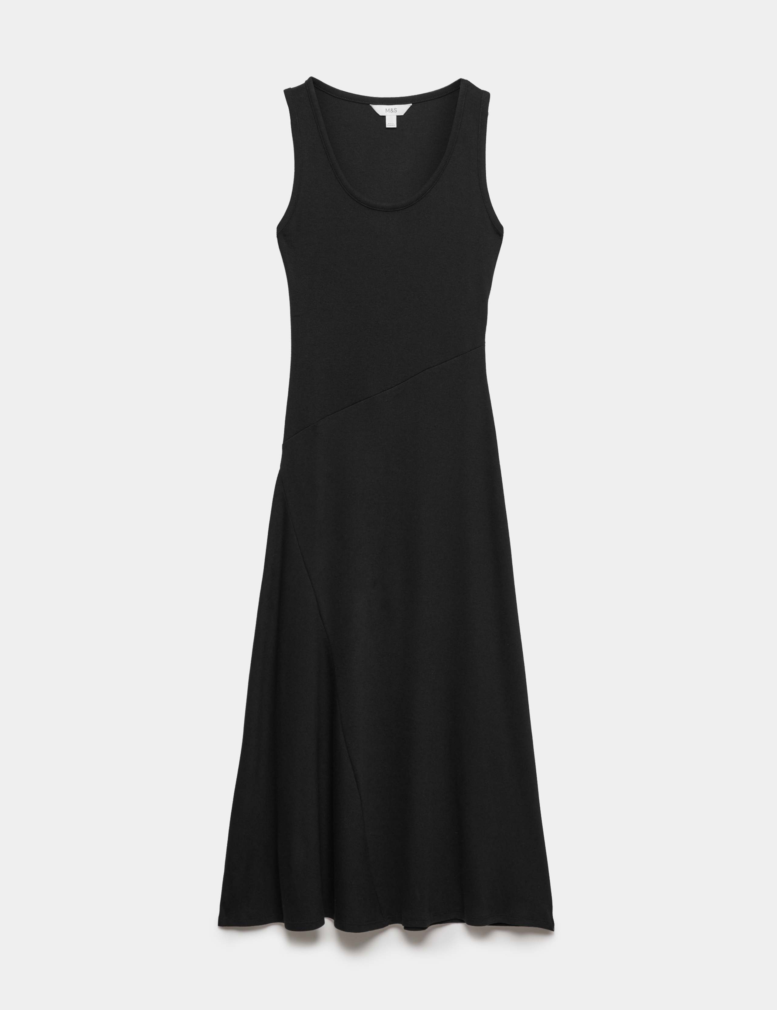 Cotton Rich Ribbed Midi Column Dress 2 of 6
