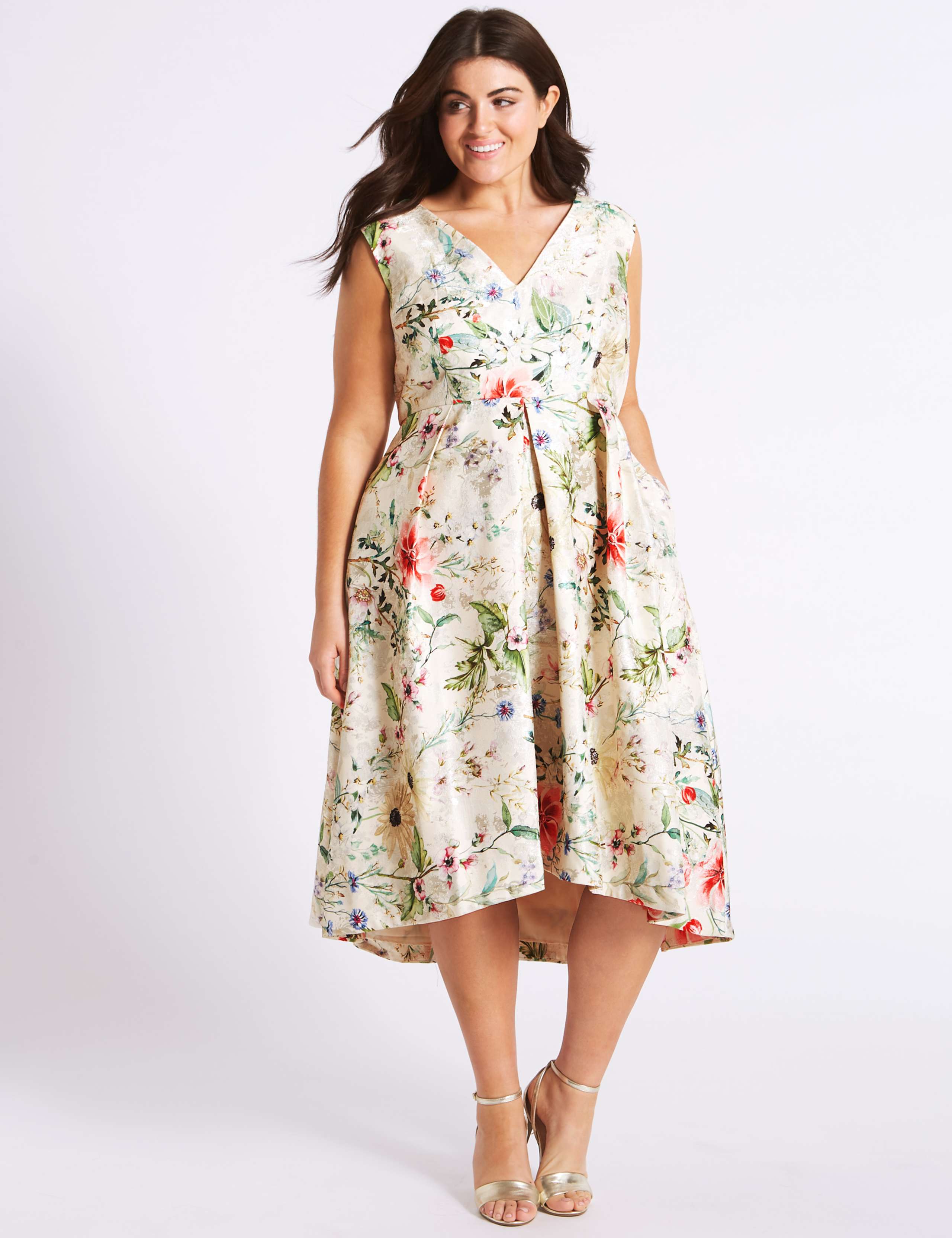 Floral Print Jacquard Prom Dress 3 of 6