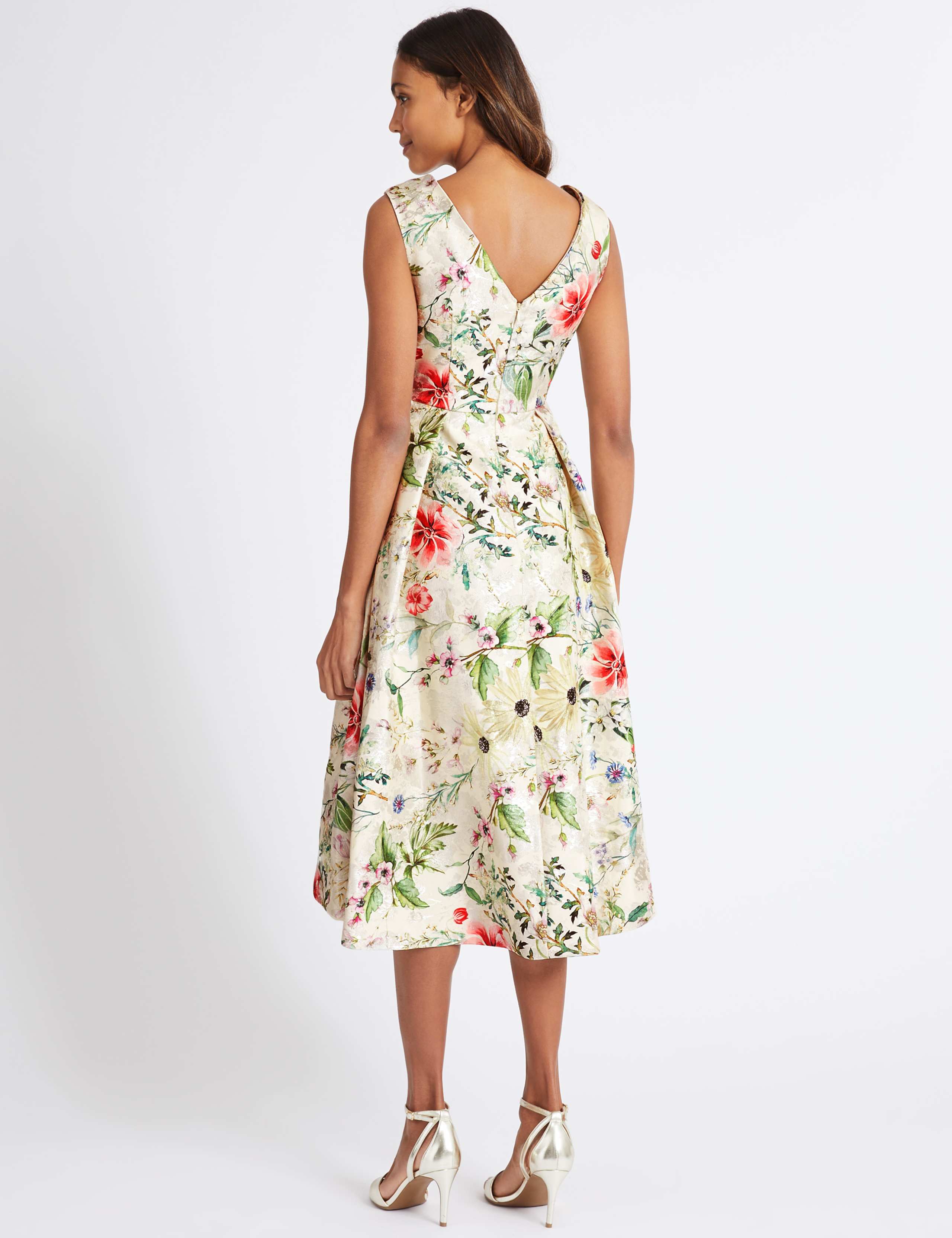 Floral Print Jacquard Prom Dress 5 of 6