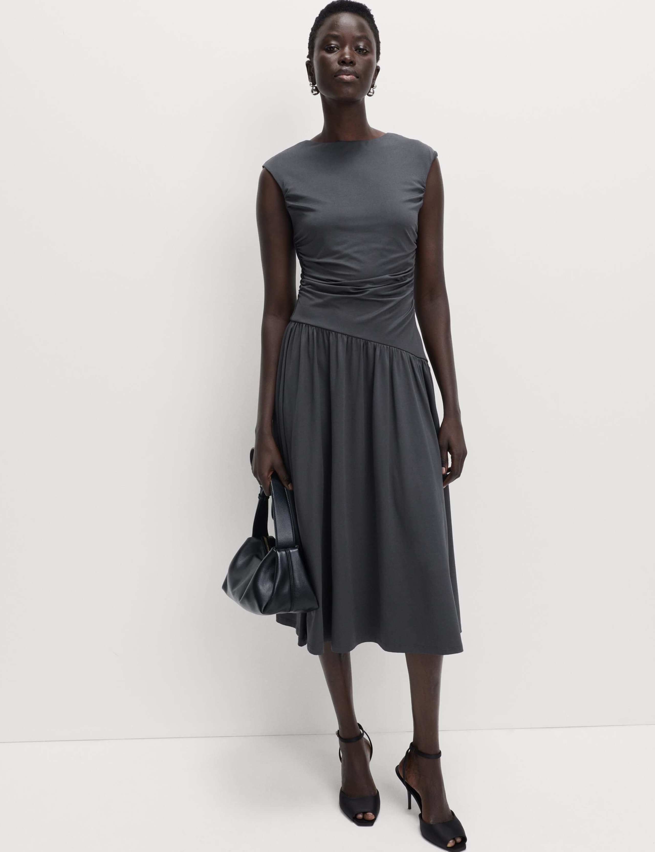 Jersey Dropped Waist Midi Dress 3 of 6