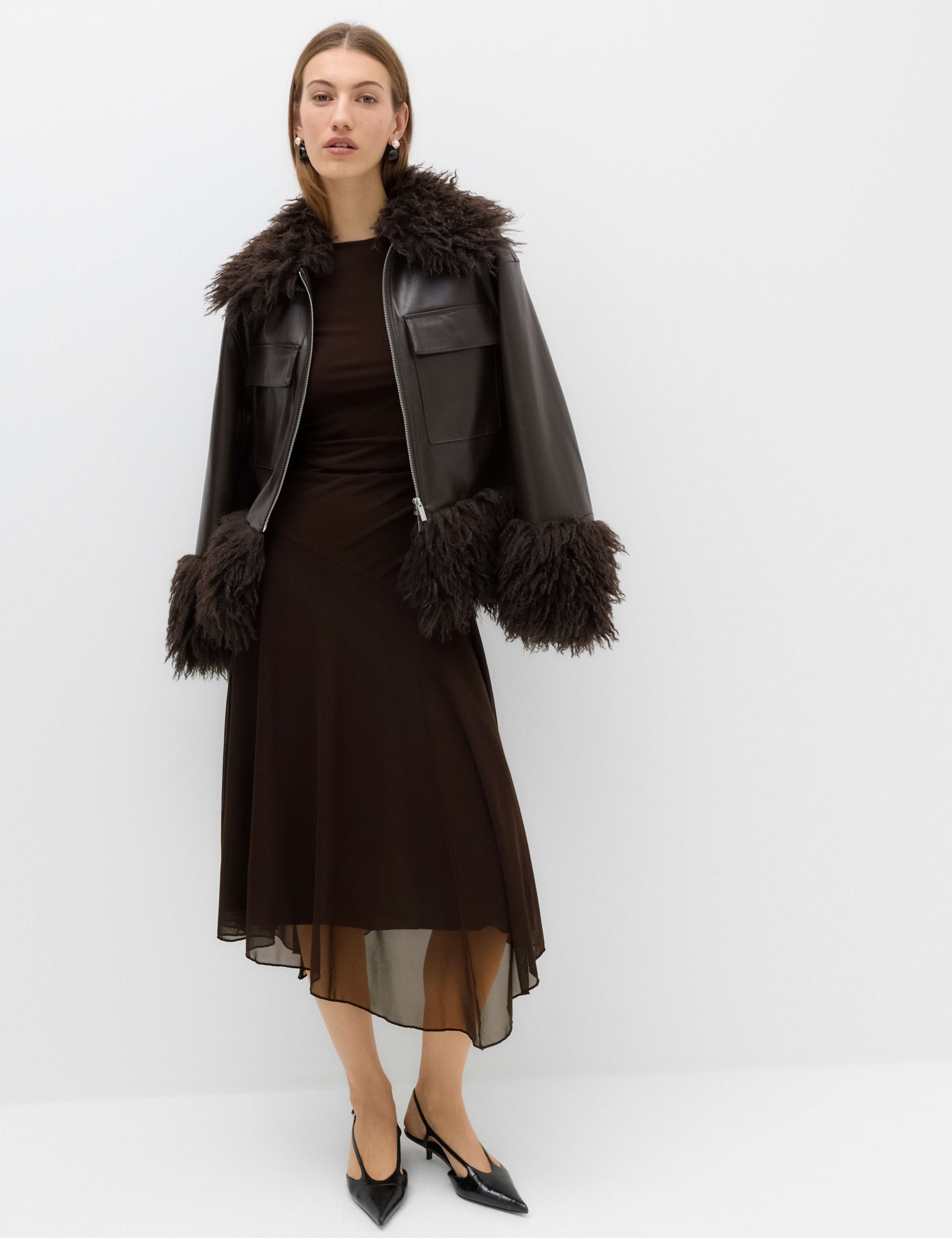 Mesh Draped Asymmetric Hem Midaxi Waisted Dress 7 of 7