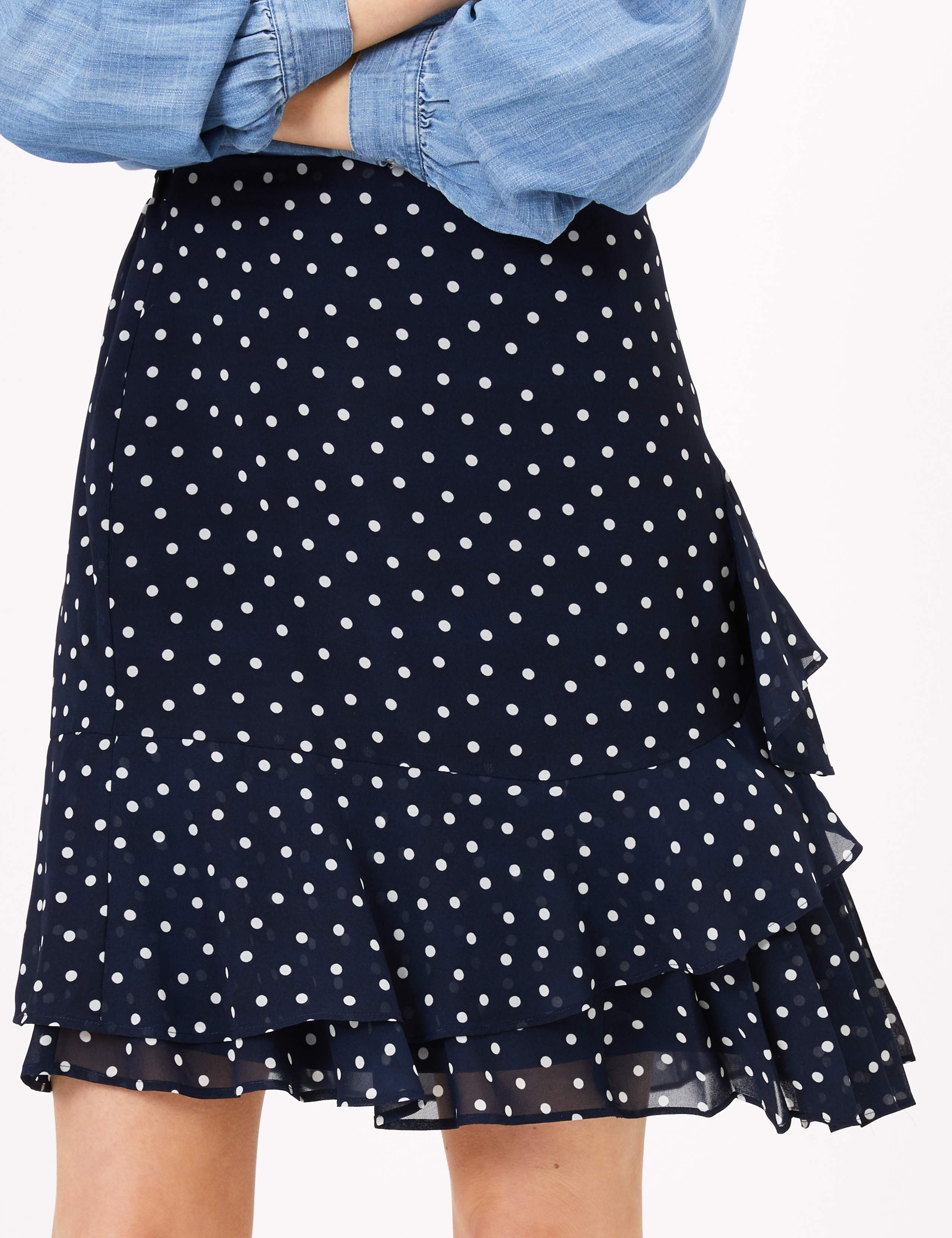 Chiffon Polka Dot Ruffle Mini Skirt 4 of 5