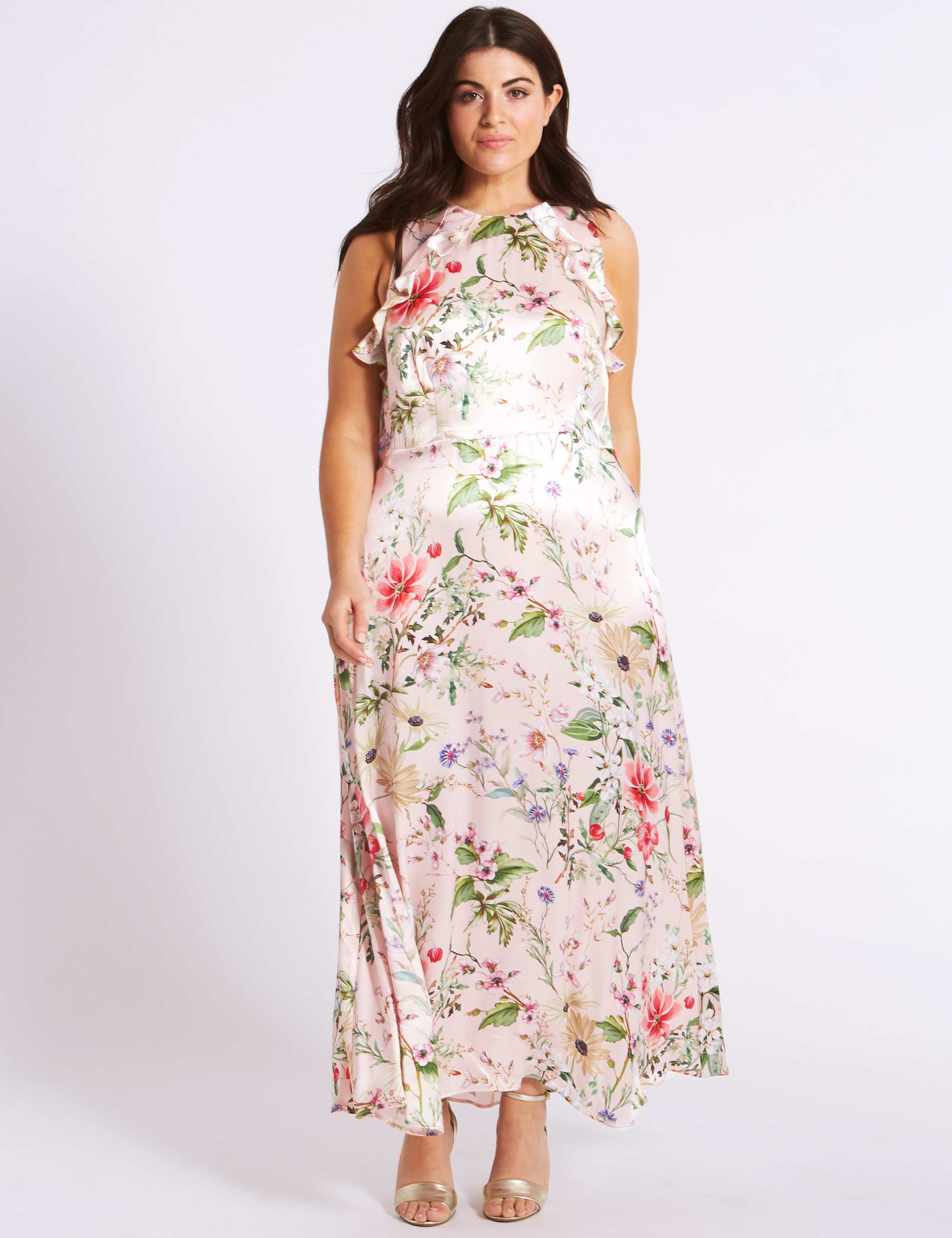 Floral Print Satin Bodycon Maxi Dress 4 of 7