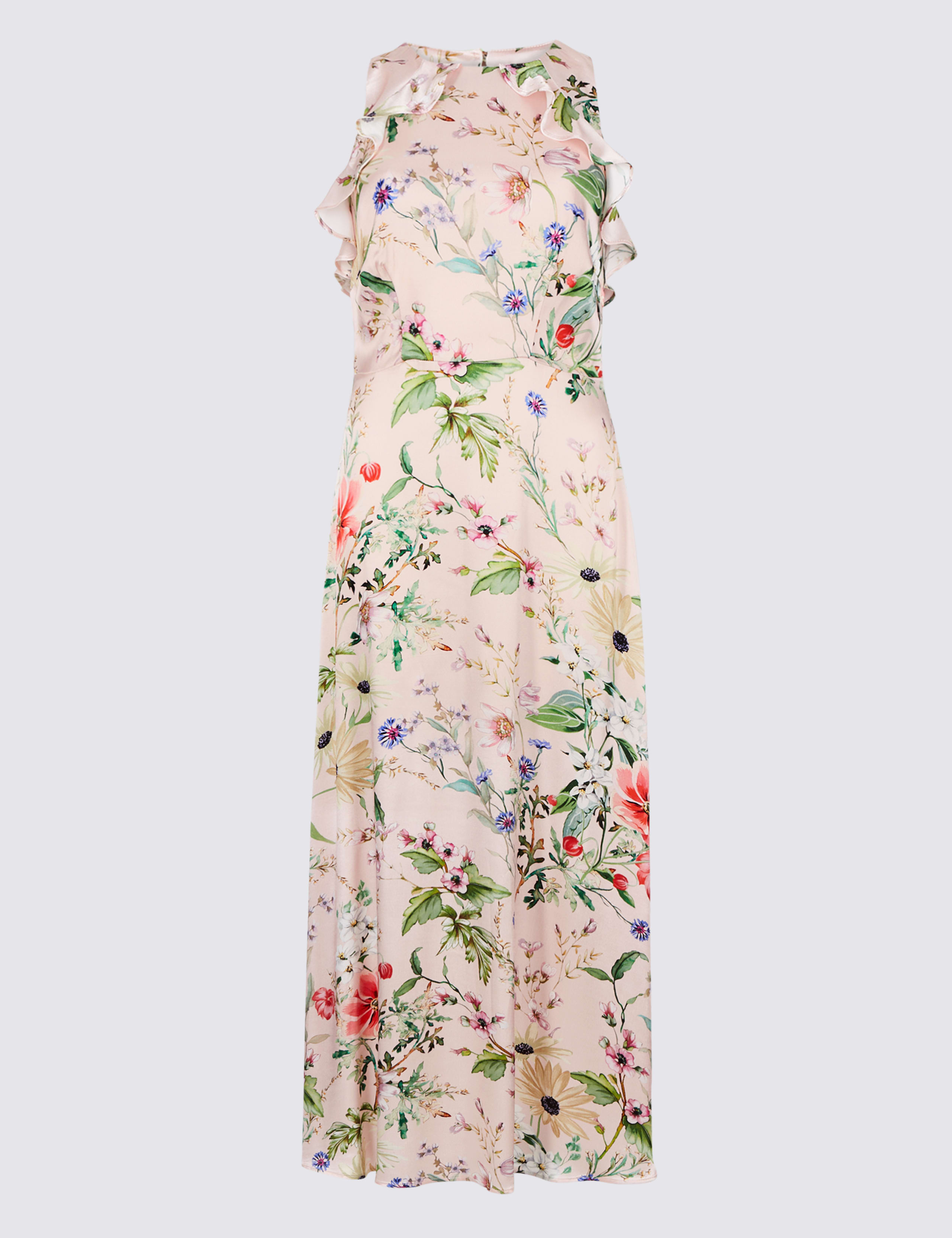 Floral Print Satin Bodycon Maxi Dress 2 of 7