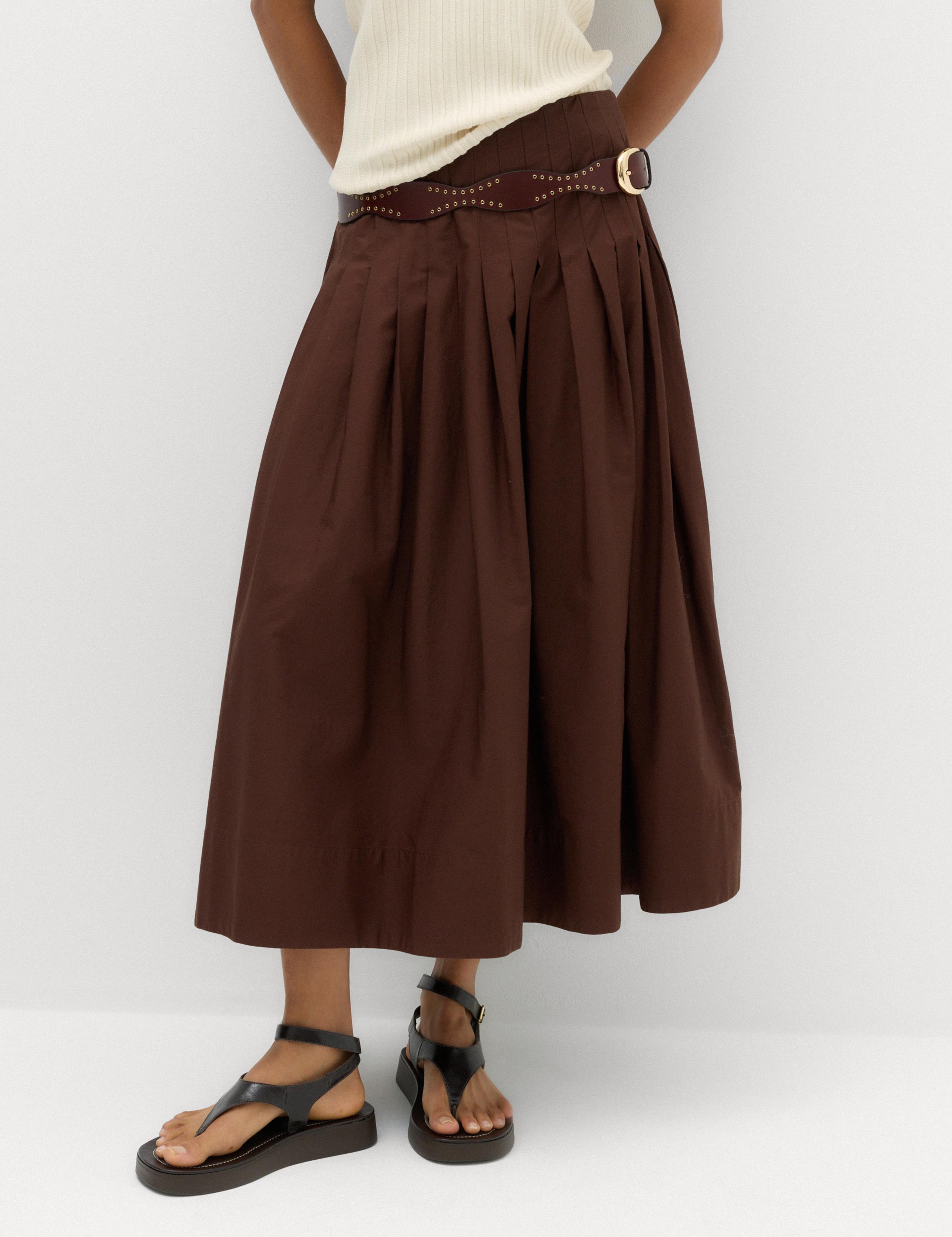 Pure Cotton Pintuck Midi Skirt 3 of 6