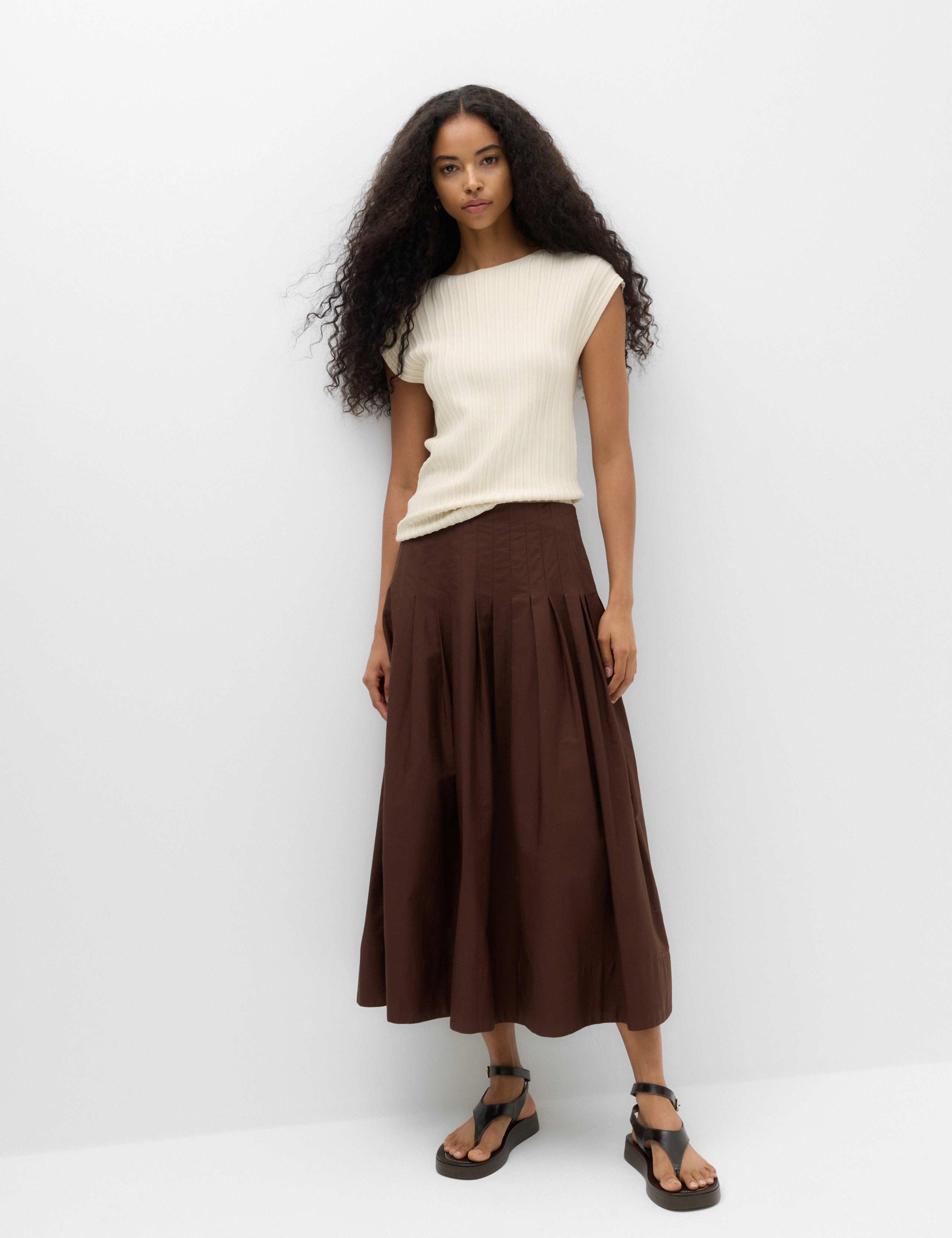 Pure Cotton Pintuck Midi Skirt 6 of 6