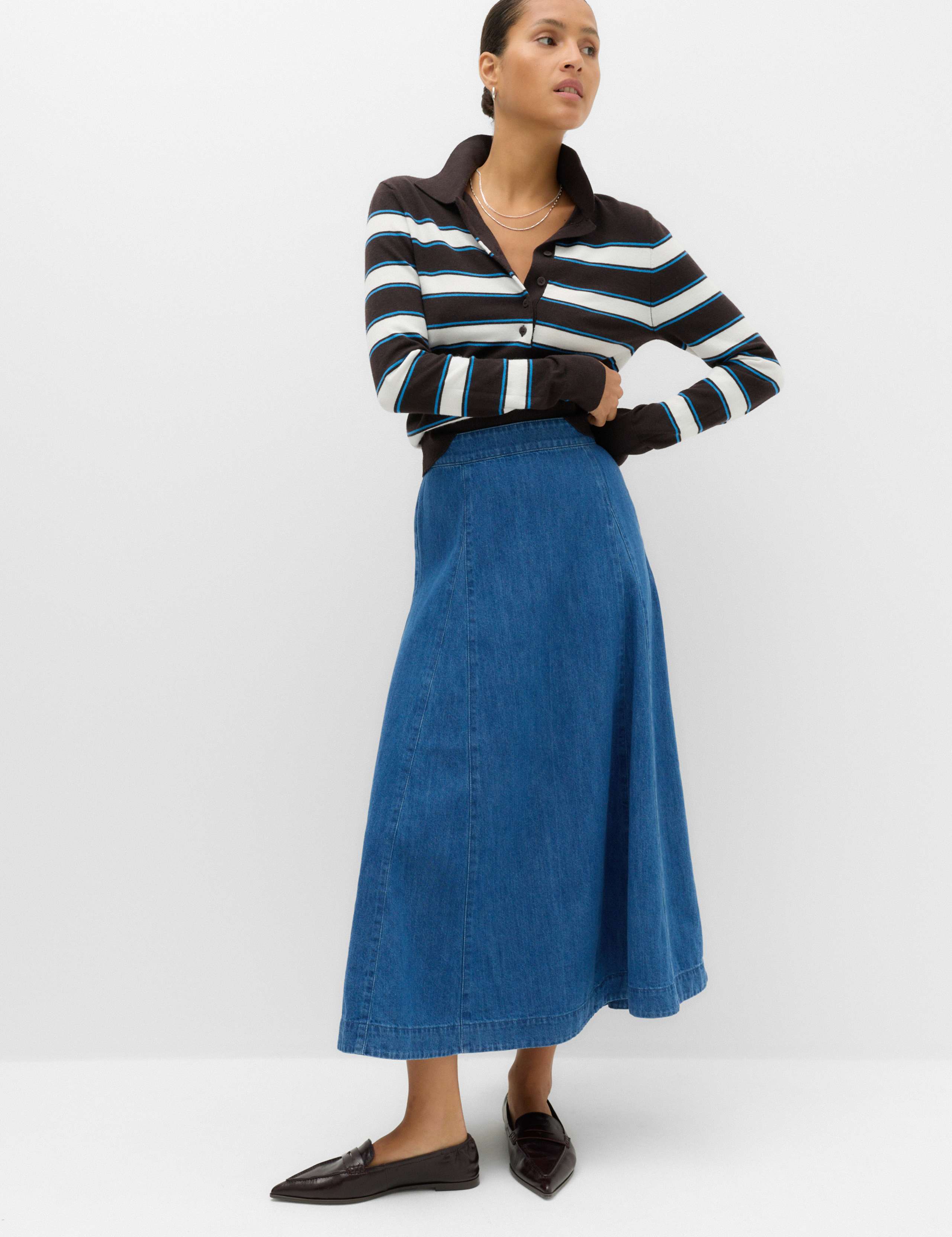 Denim Midi Skirt 5 of 6