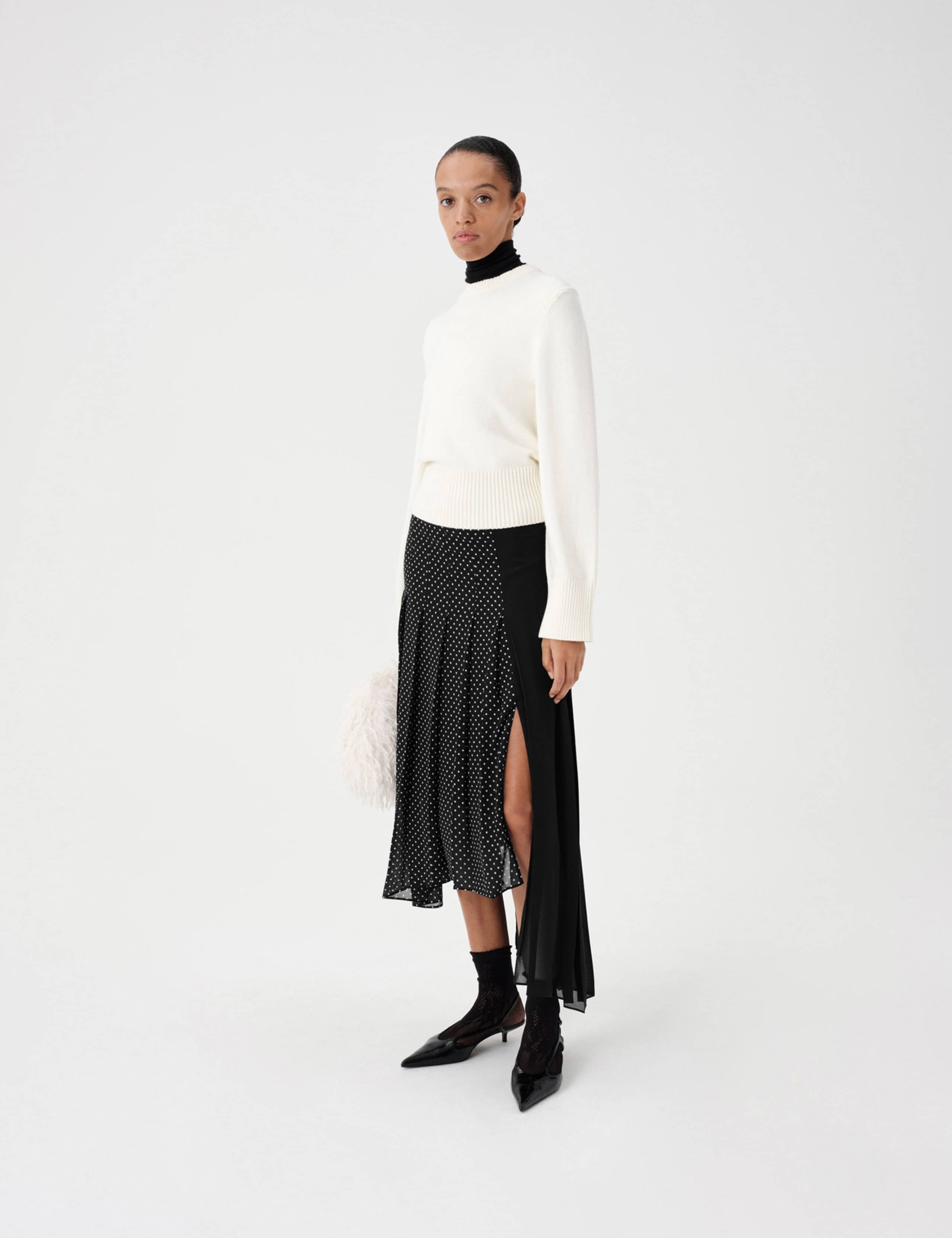 Polka Dot Pleated Asymmetric Skirt 3 of 5
