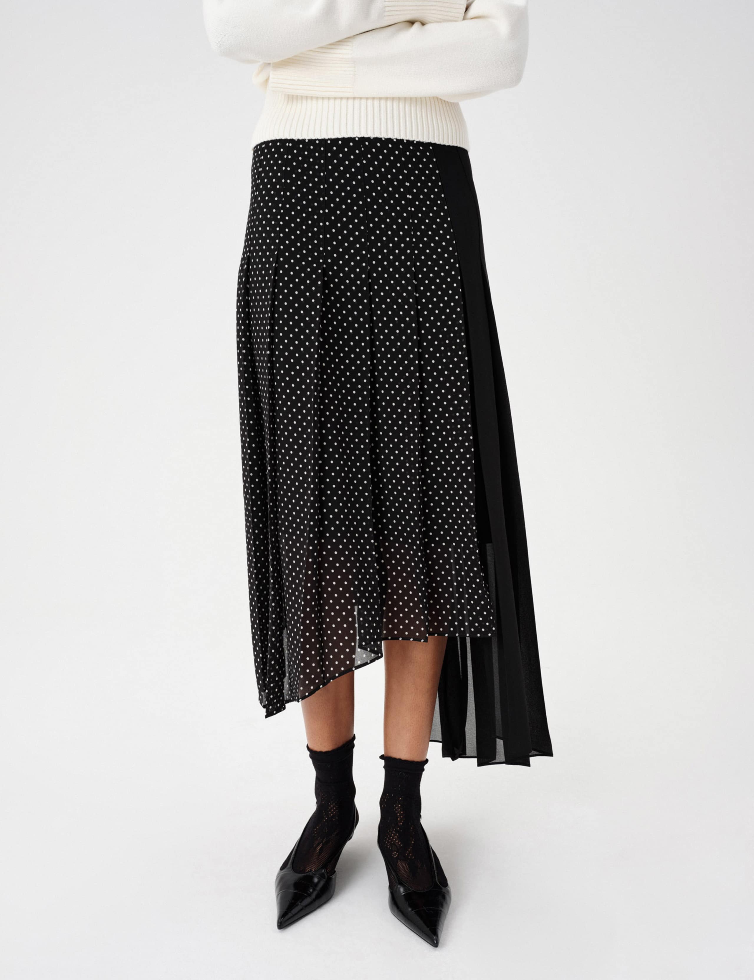 Polka Dot Pleated Asymmetric Skirt 4 of 5