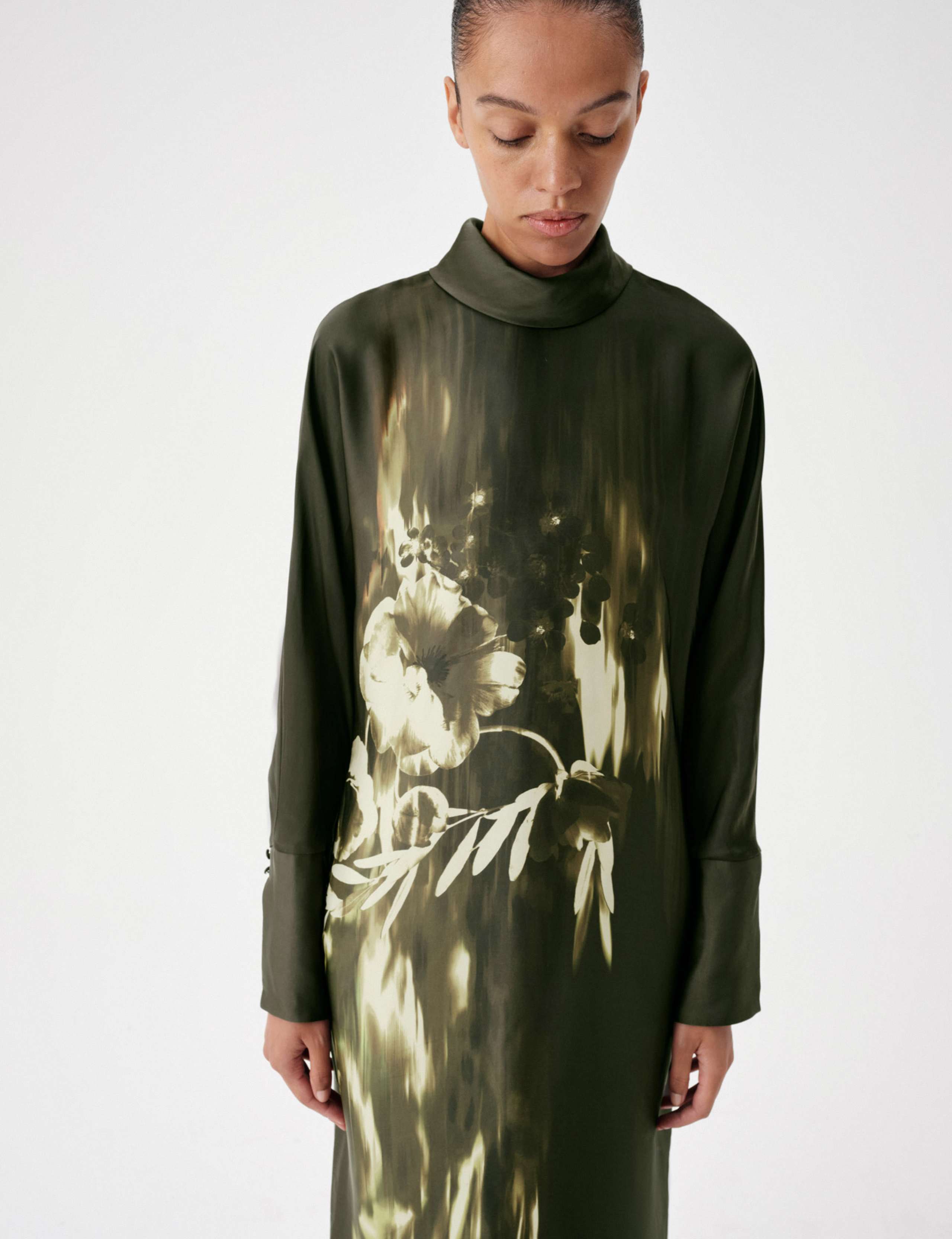 Floral Funnel Neck Midi Column Dress 6 of 8