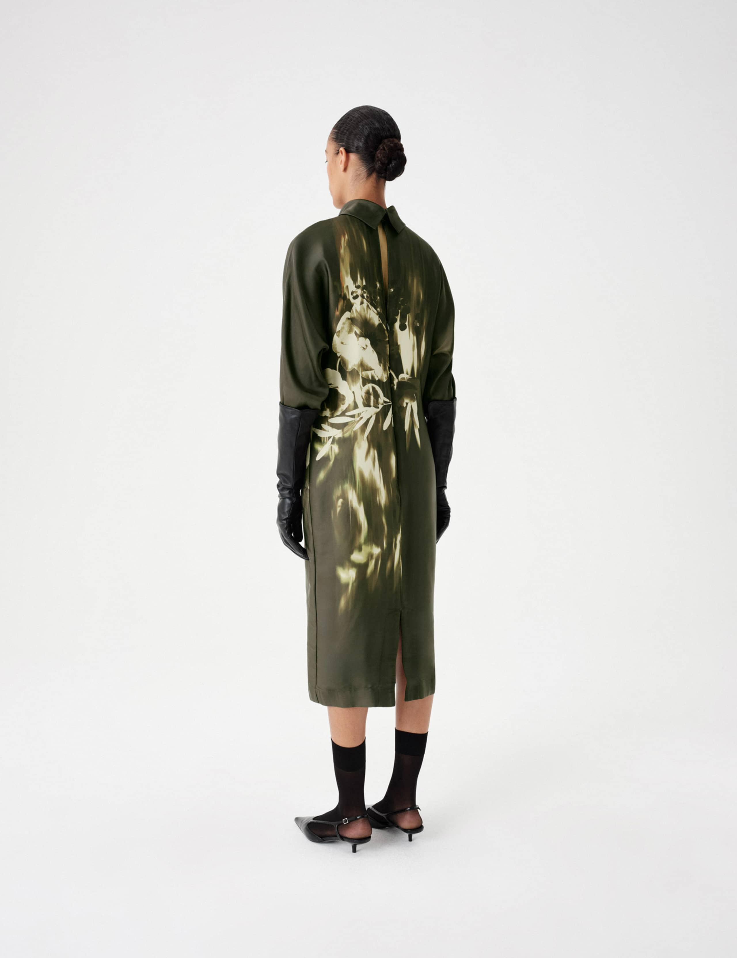 Floral Funnel Neck Midi Column Dress 7 of 8