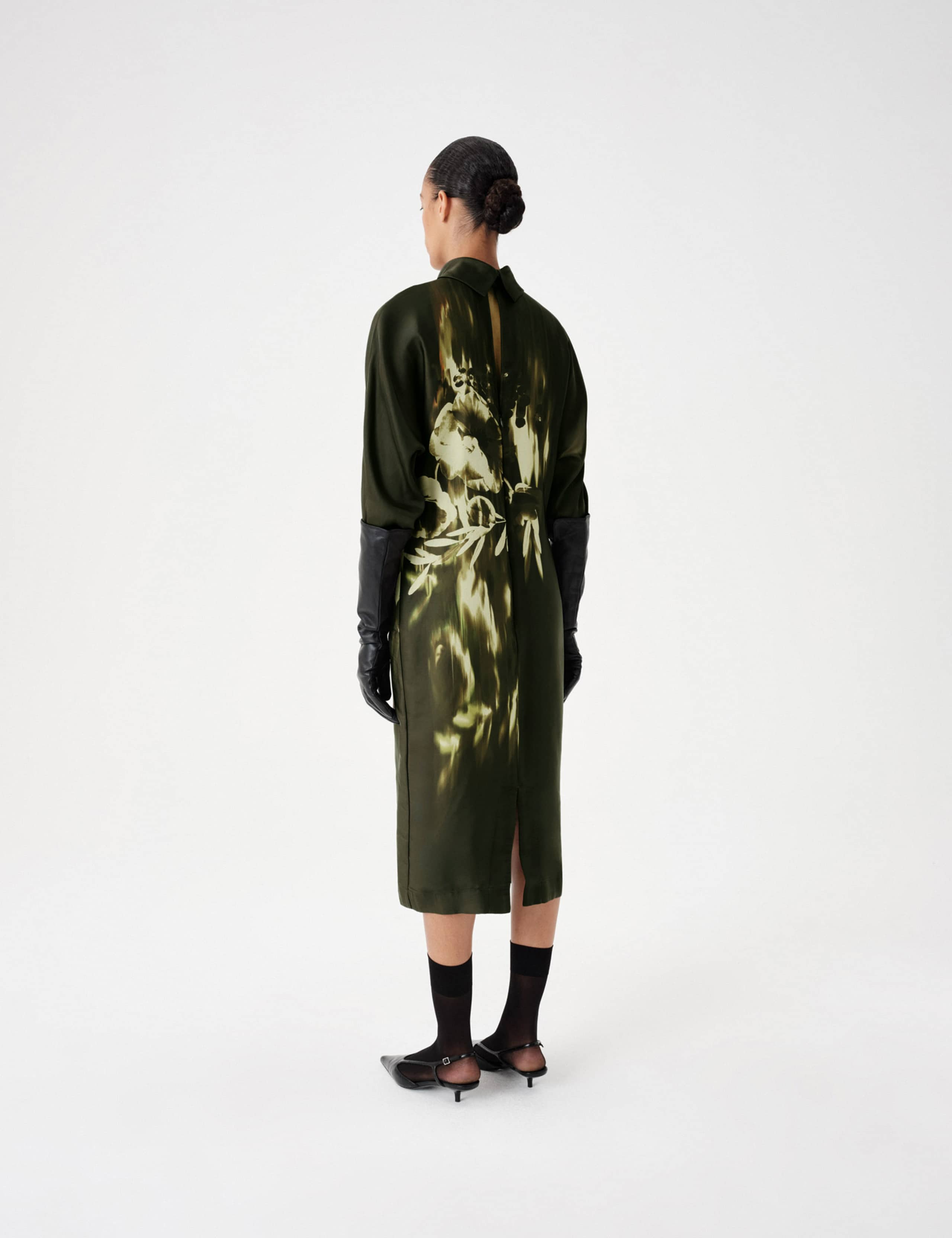 Floral Funnel Neck Midi Satin Column Dress 8 of 8