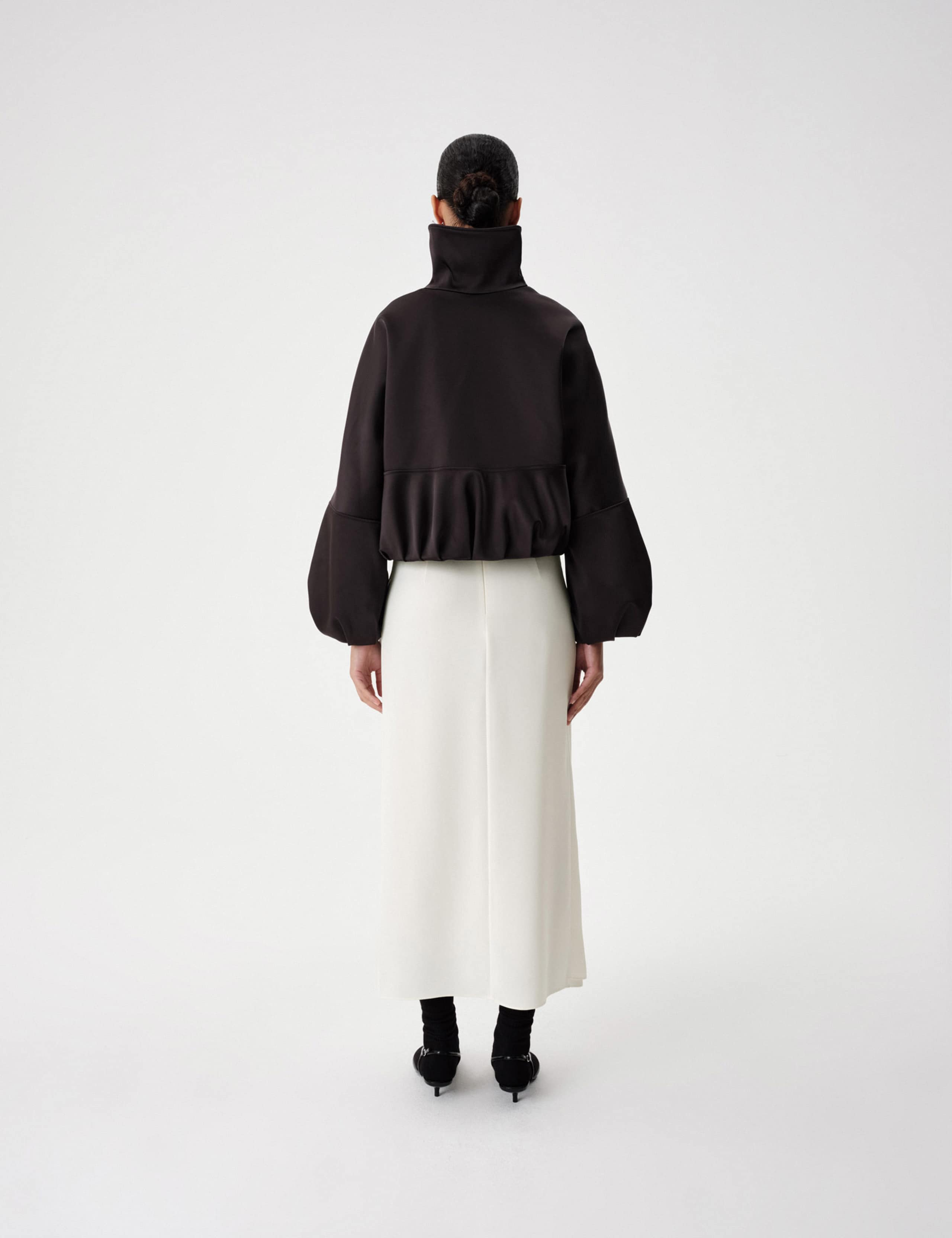 Satin Draped Asymmetric Midi Wrap Skirt 5 of 5