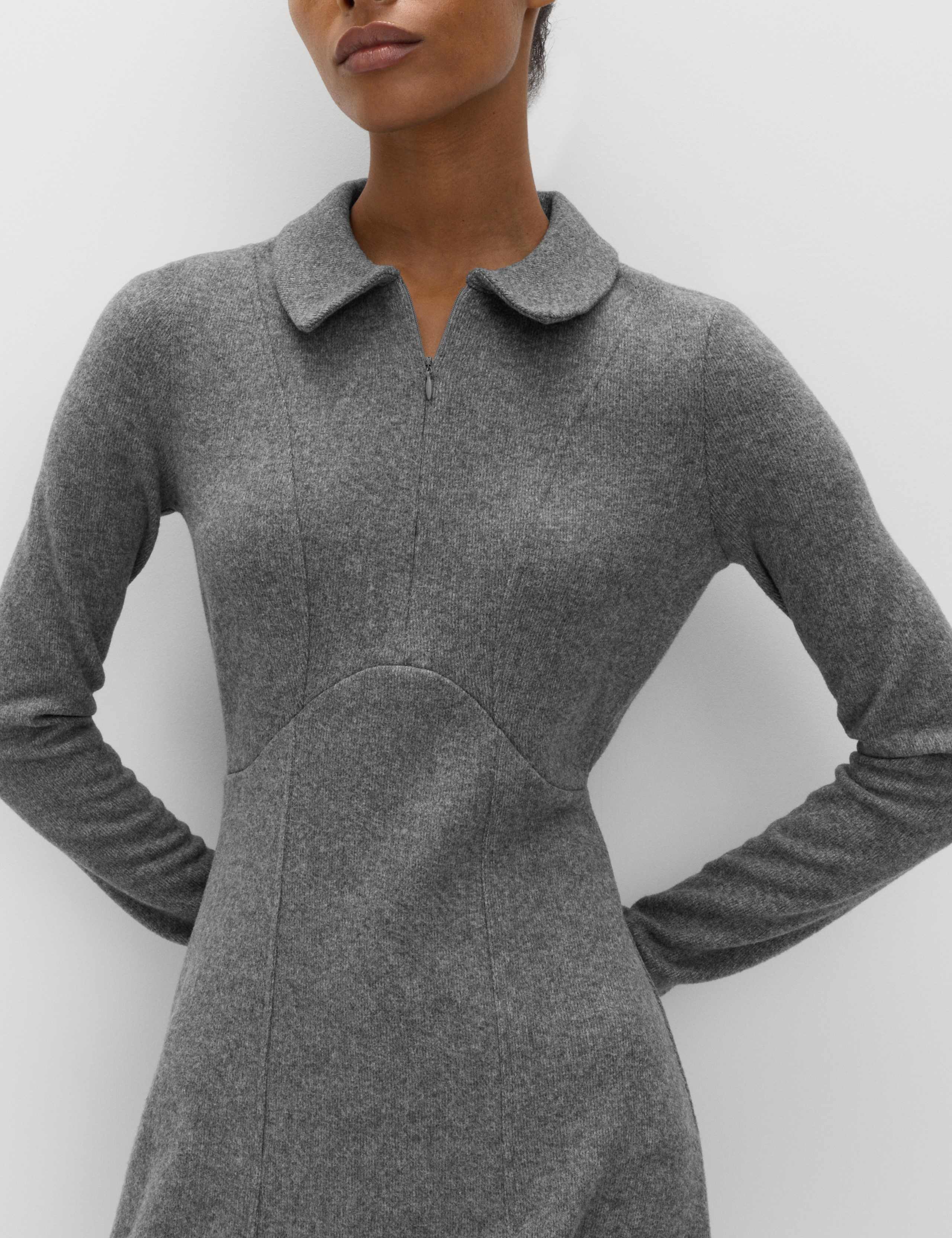 Cotton Blend Cosy Collared Mini Skater Dress 6 of 6