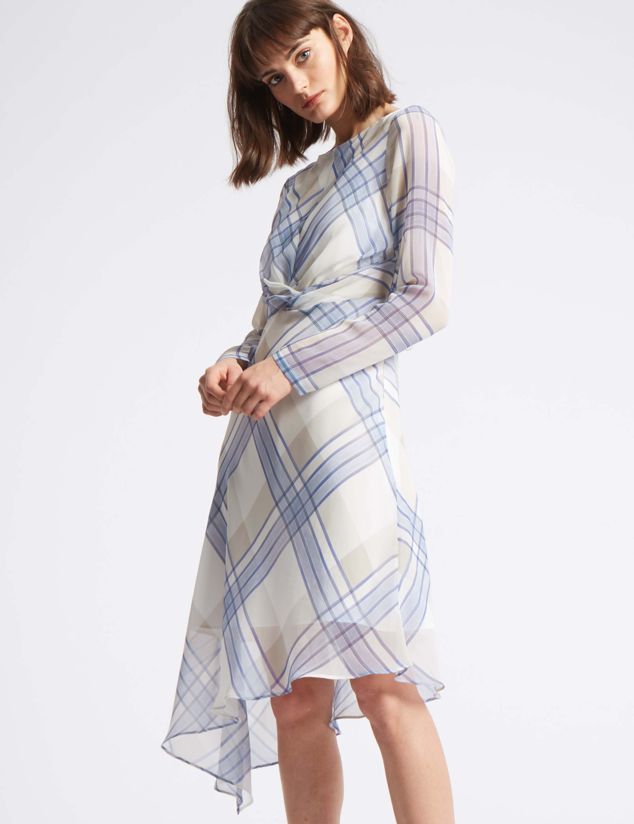 Checked Knot Front Tunic Midi Dress 3 of 5