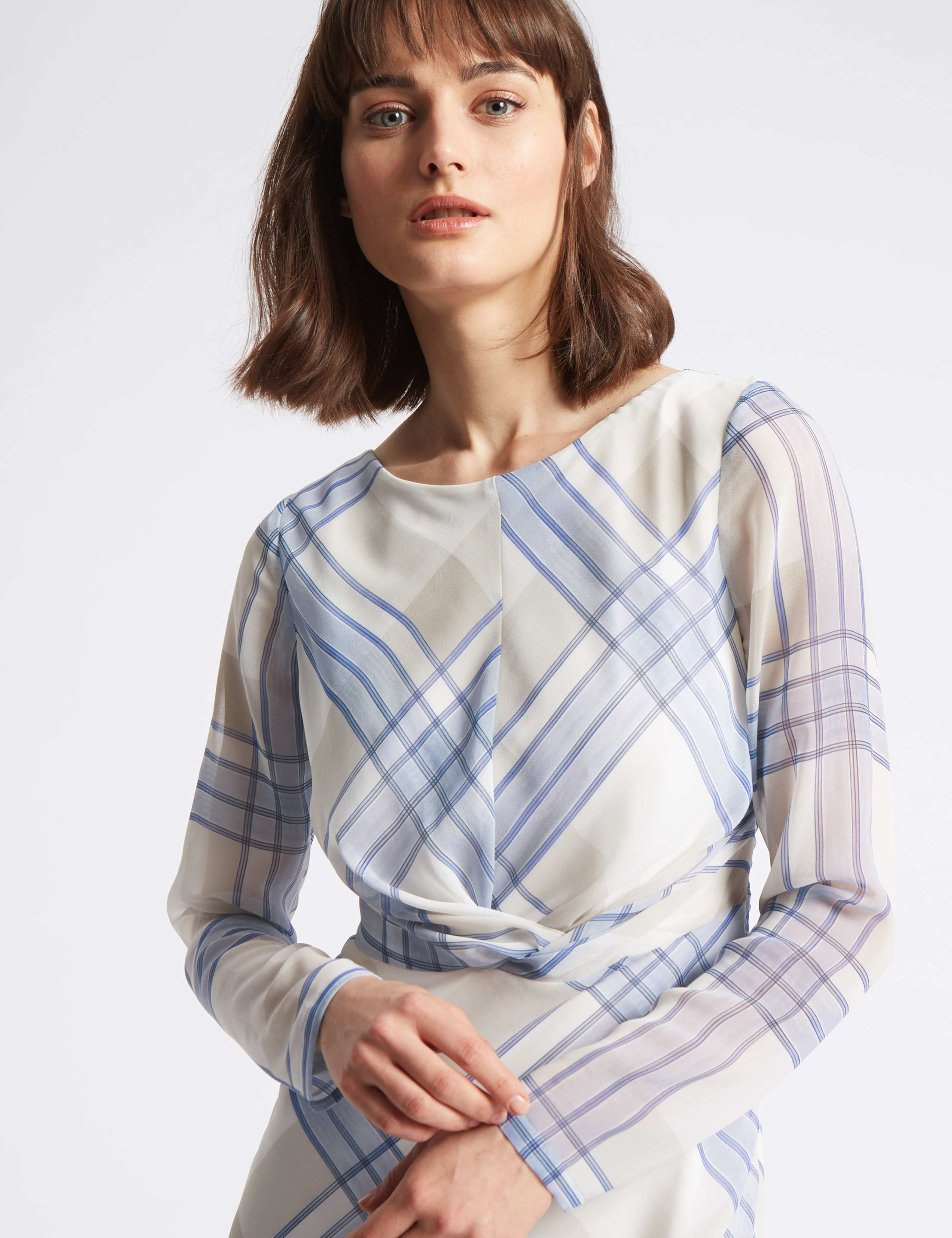 Checked Knot Front Tunic Midi Dress 5 of 5
