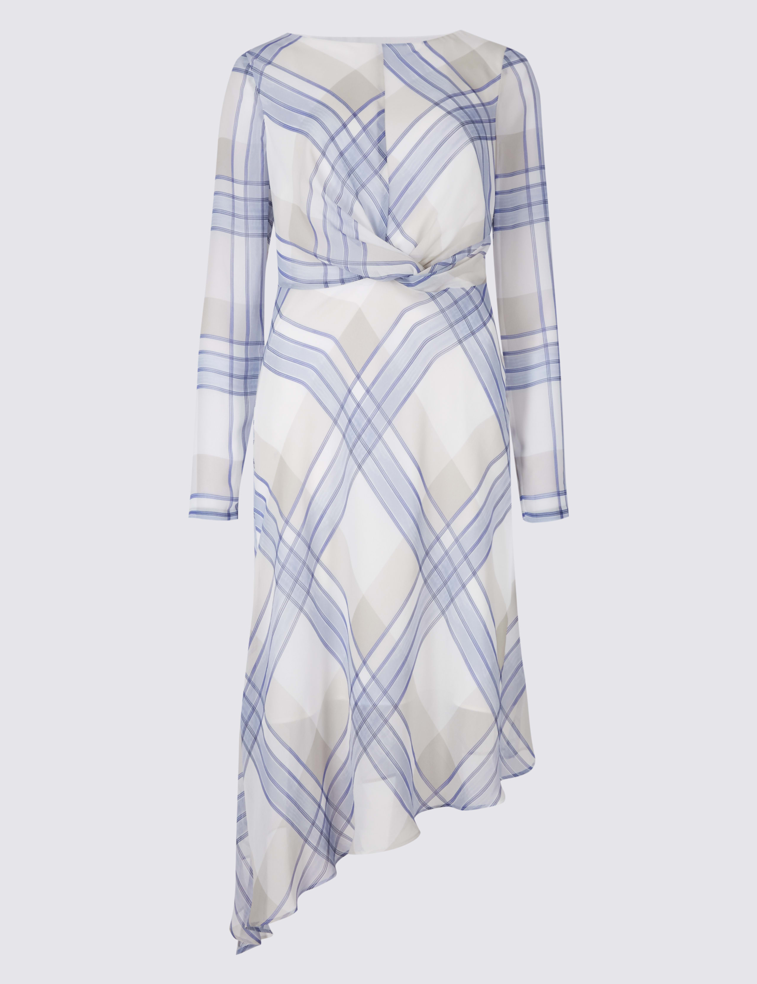 Checked Knot Front Tunic Midi Dress 2 of 5