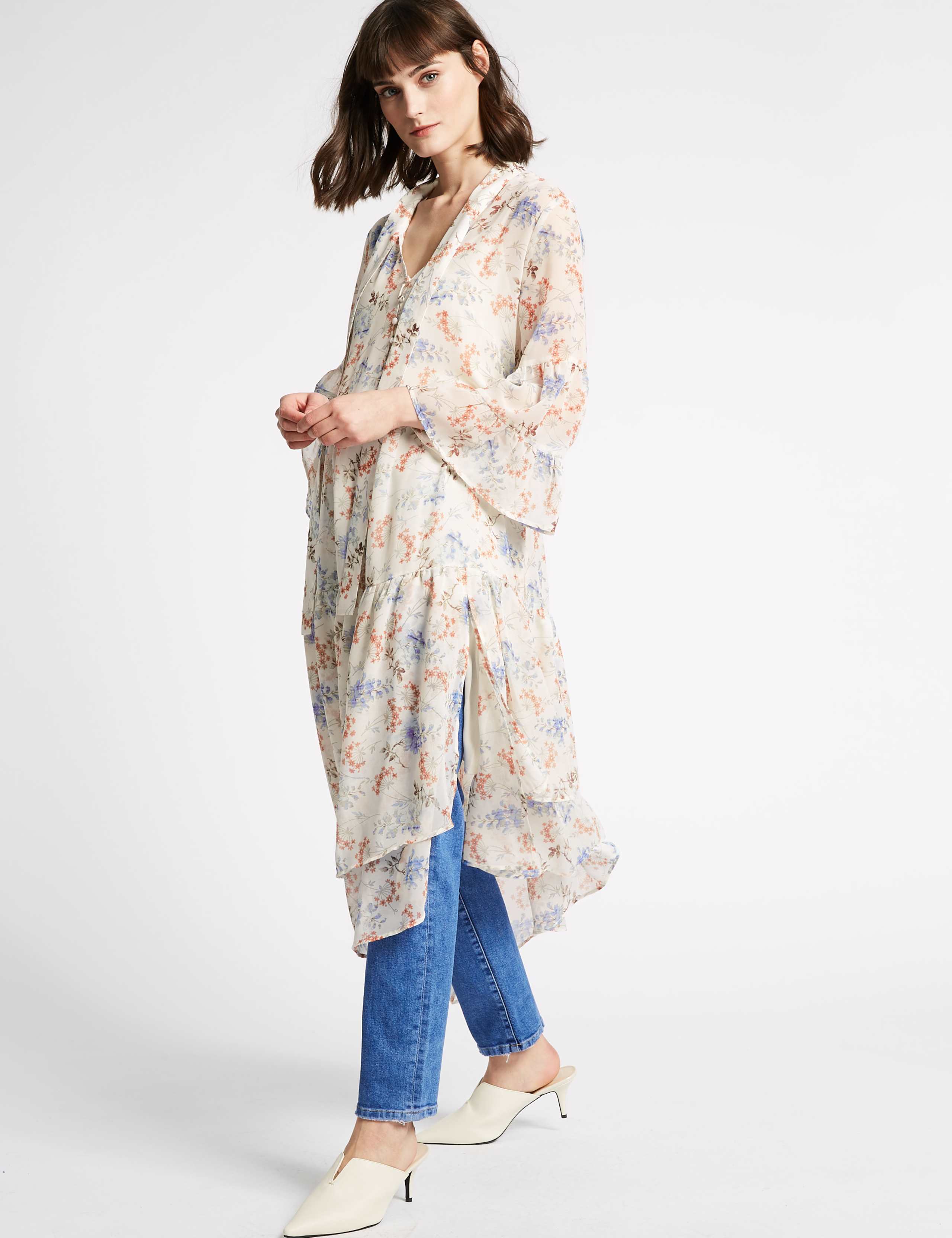Floral Print Asymmetric Midi Dress 3 of 4