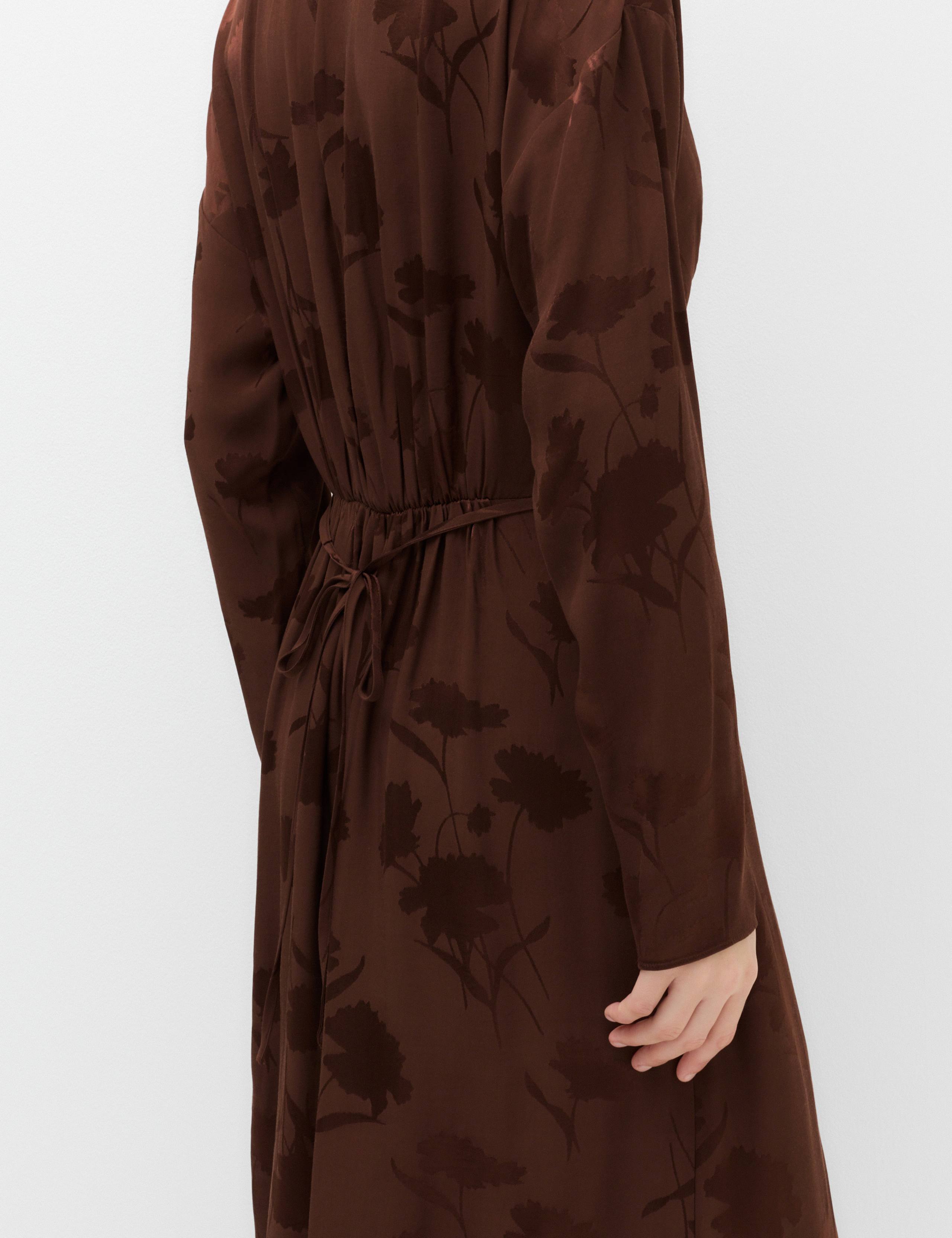 Satin Floral Jacquard V-Neck Midi Tea Dress 6 of 6
