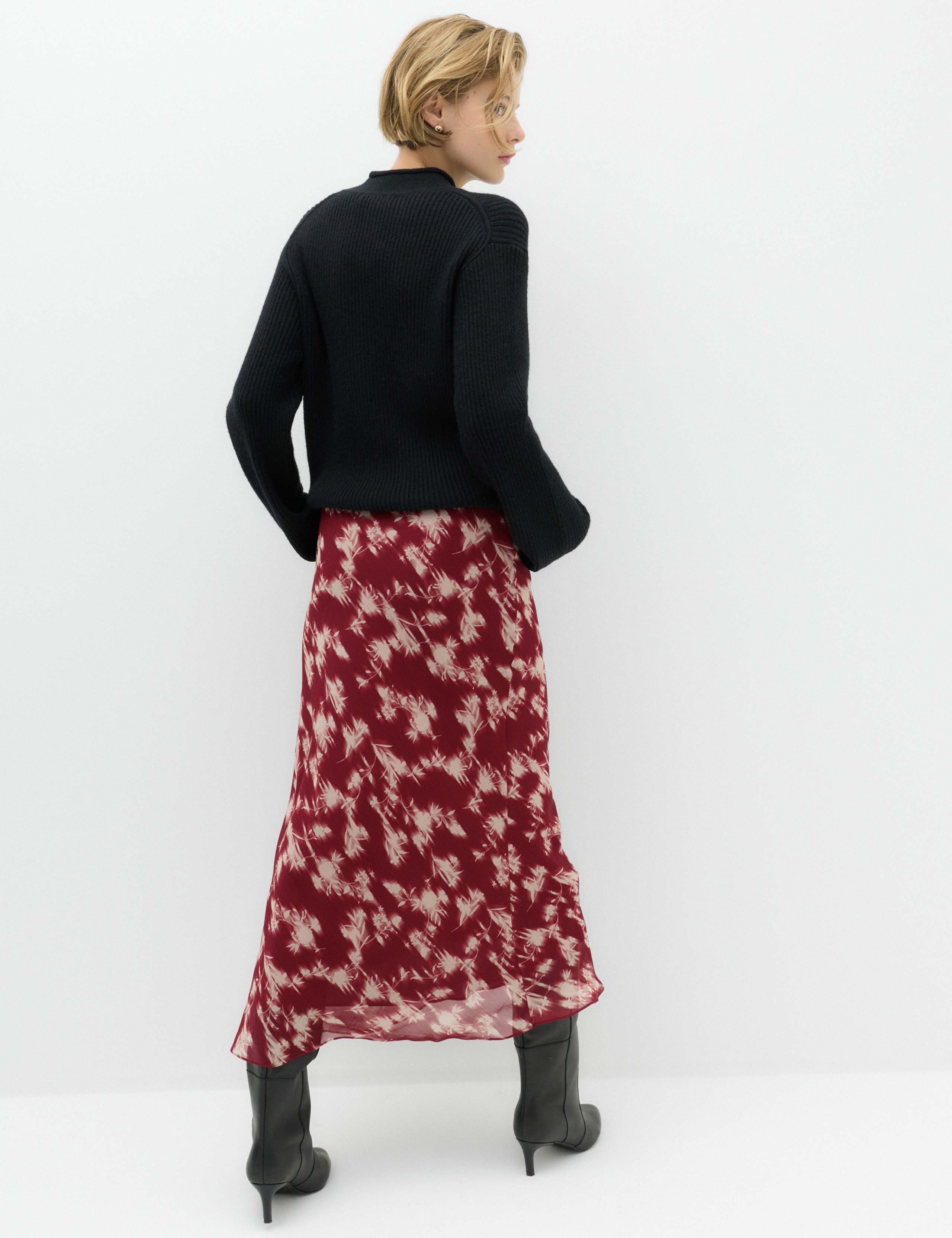 Chiffon Floral Midi Slip Skirt 3 of 5