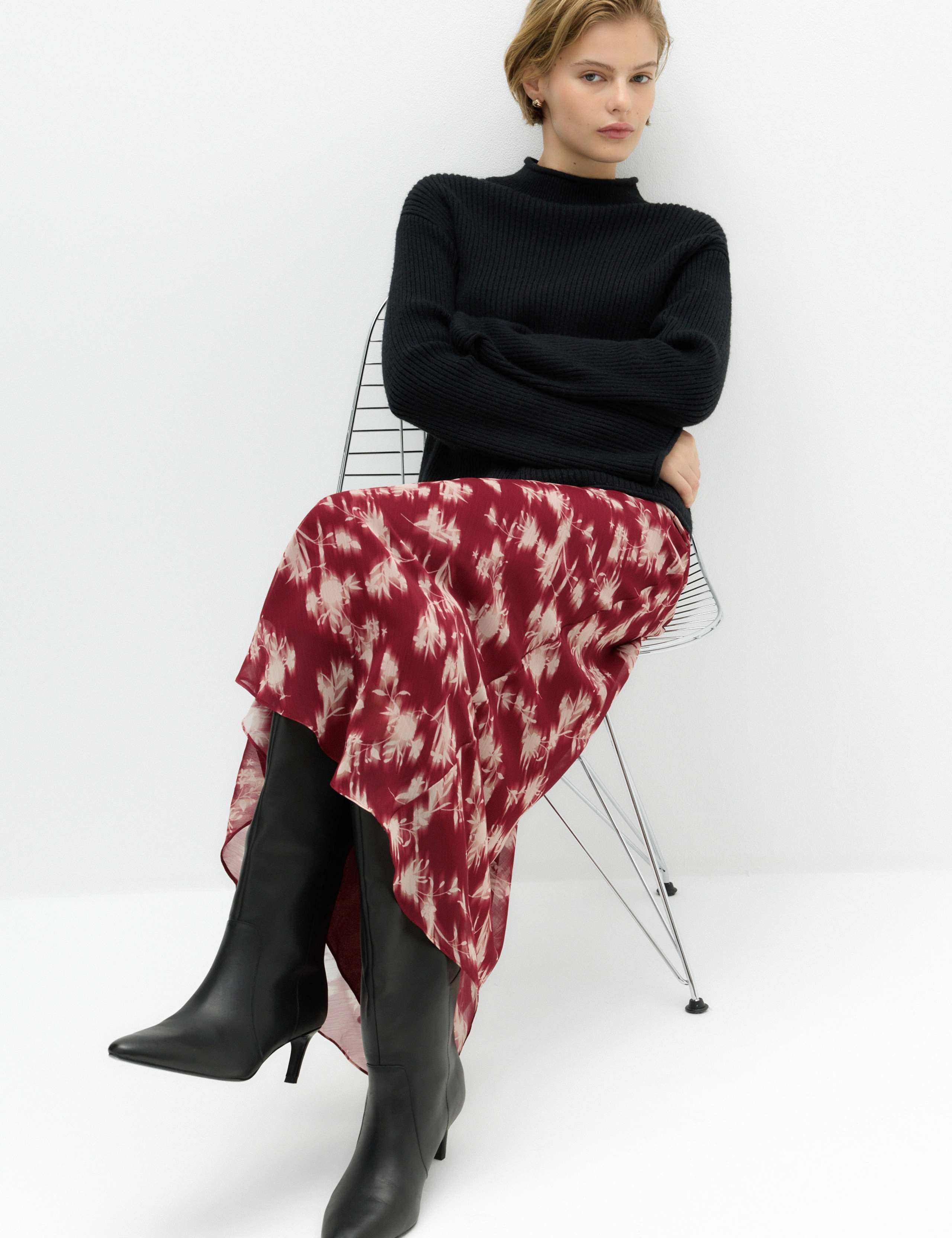 Chiffon Floral Midi Slip Skirt 5 of 5