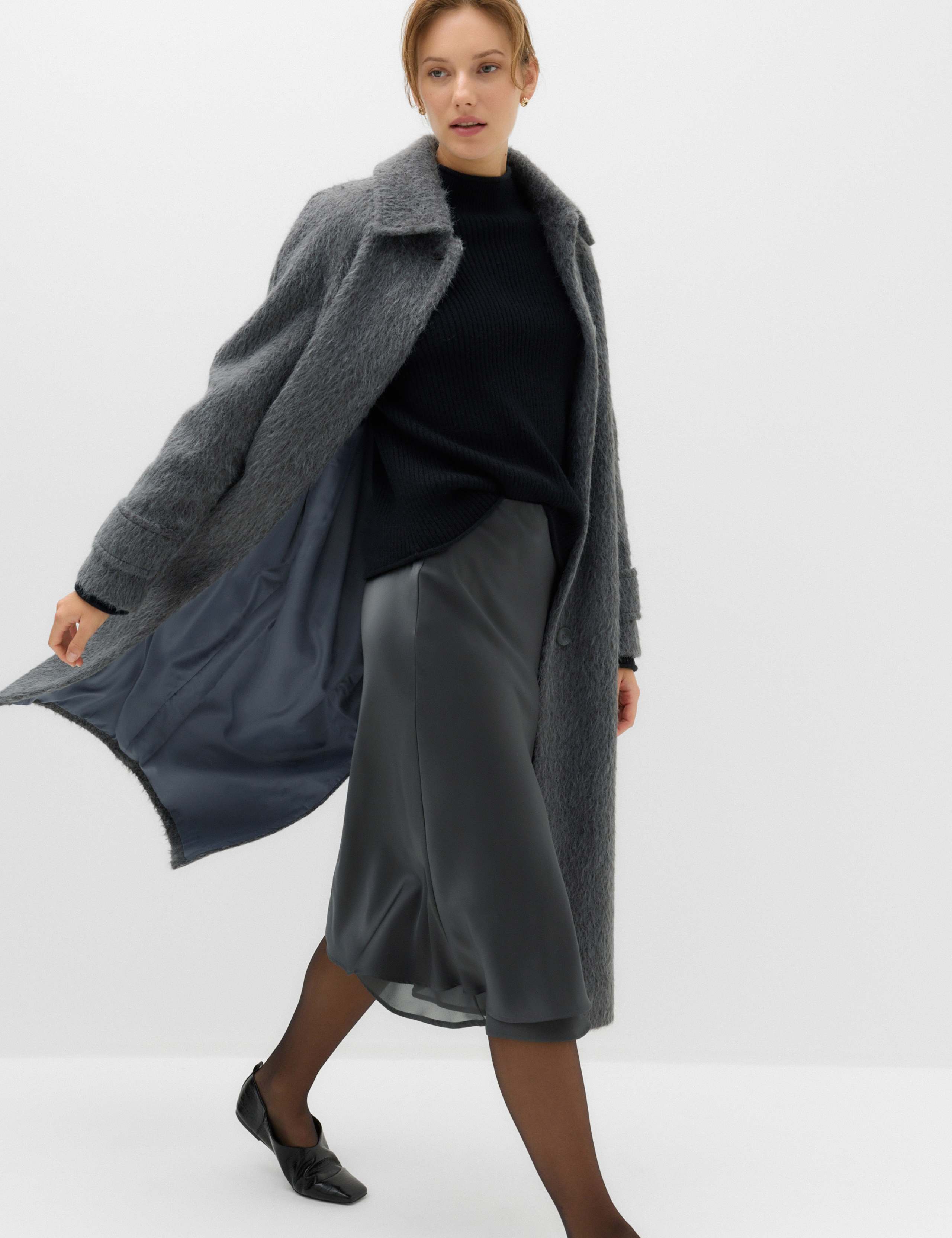 Satin Double Layered Midi Slip Skirt 1 of 5