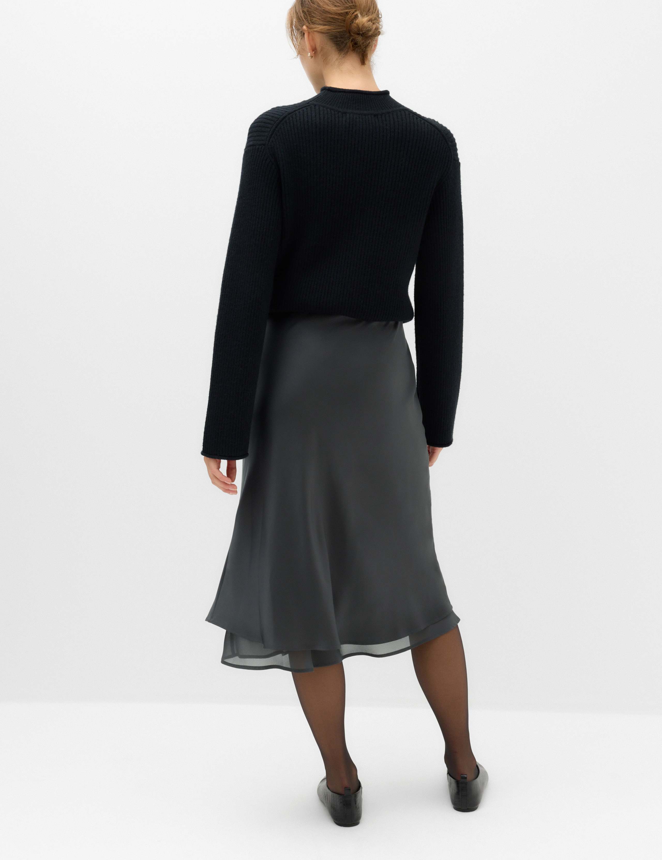 Satin Double Layered Midi Slip Skirt 3 of 5