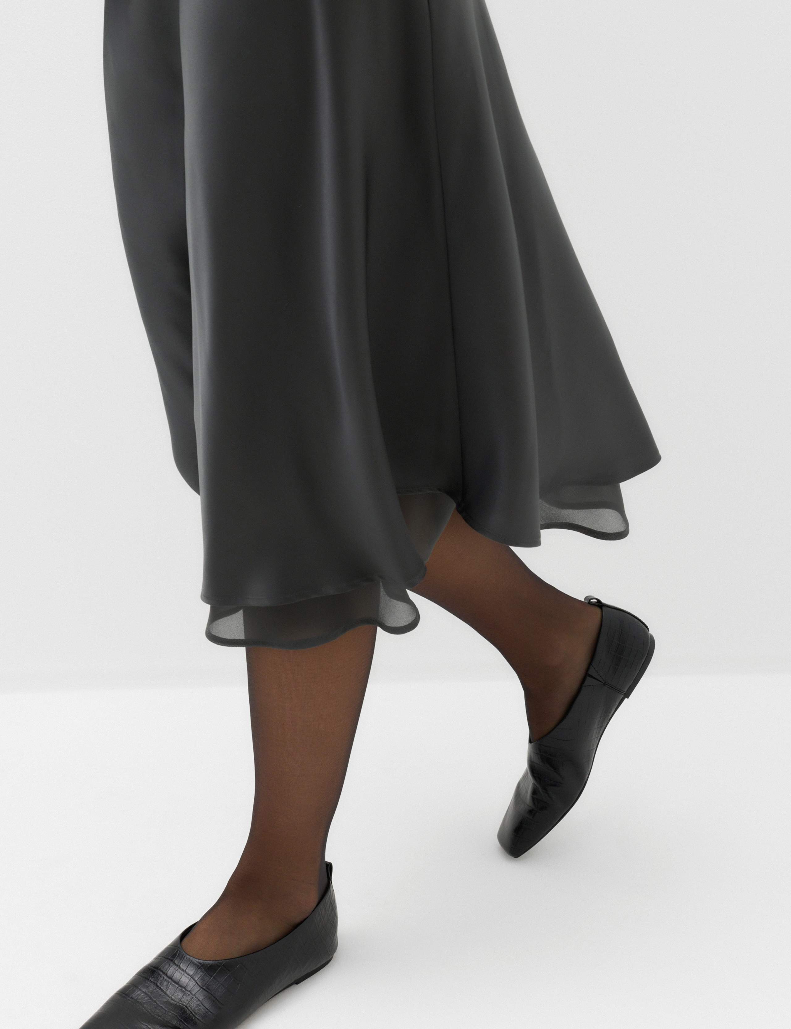 Satin Double Layered Midi Slip Skirt 4 of 5
