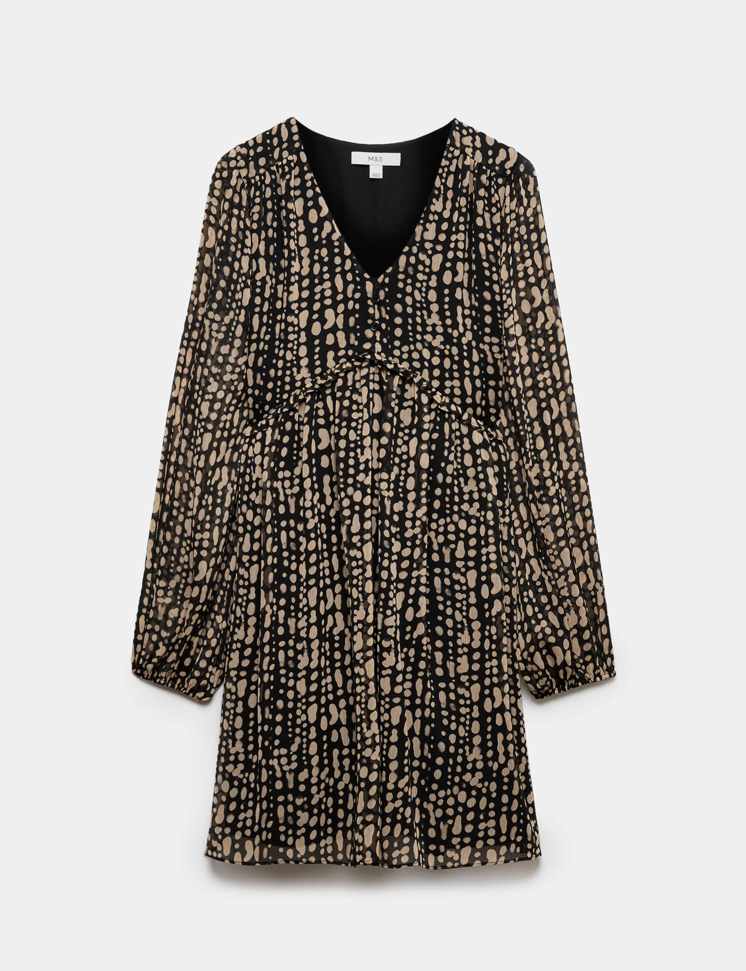 Chiffon Printed V-Neck Mini Waisted Dress by M&S