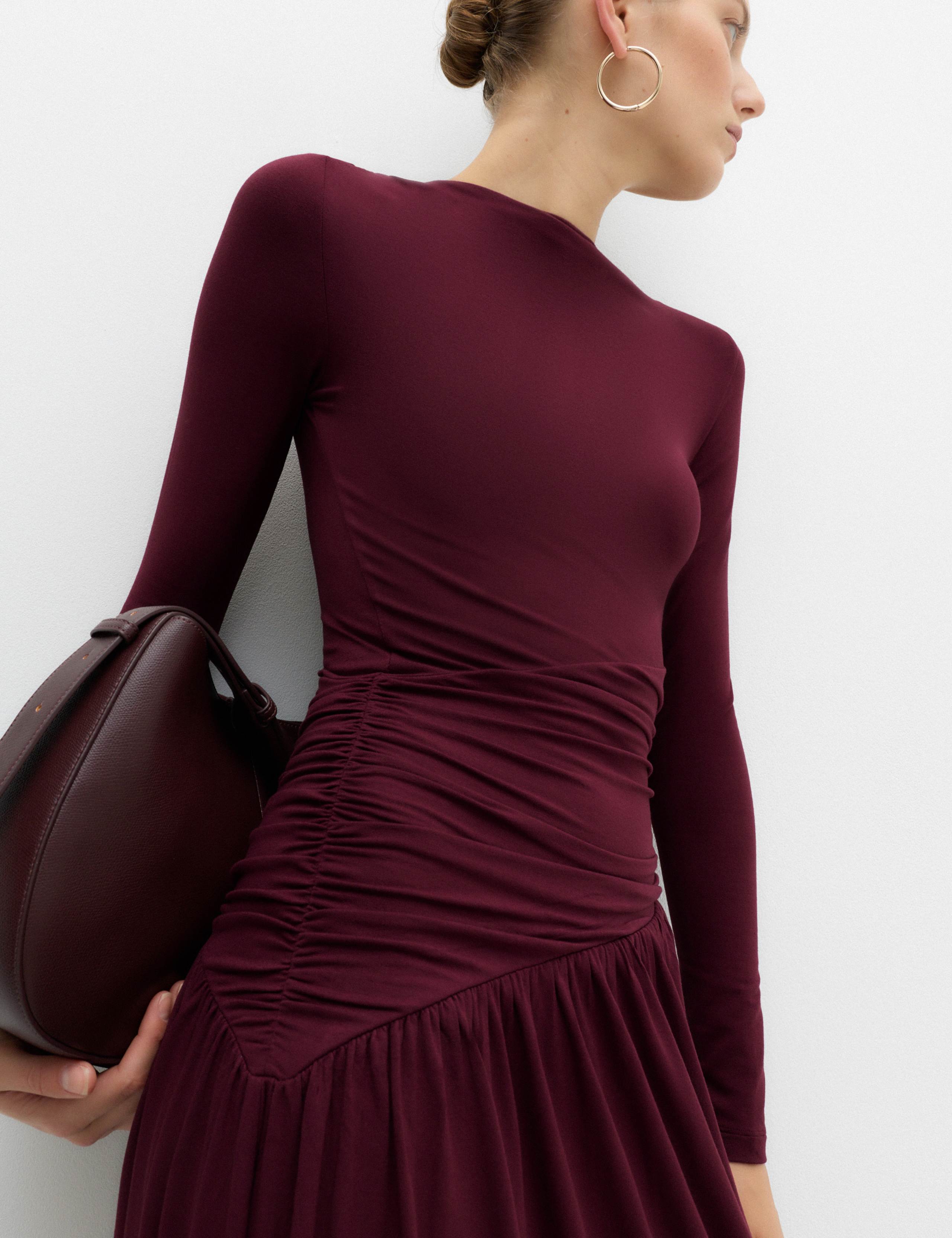 Jersey Draped Midi Waisted Dress 3 of 5