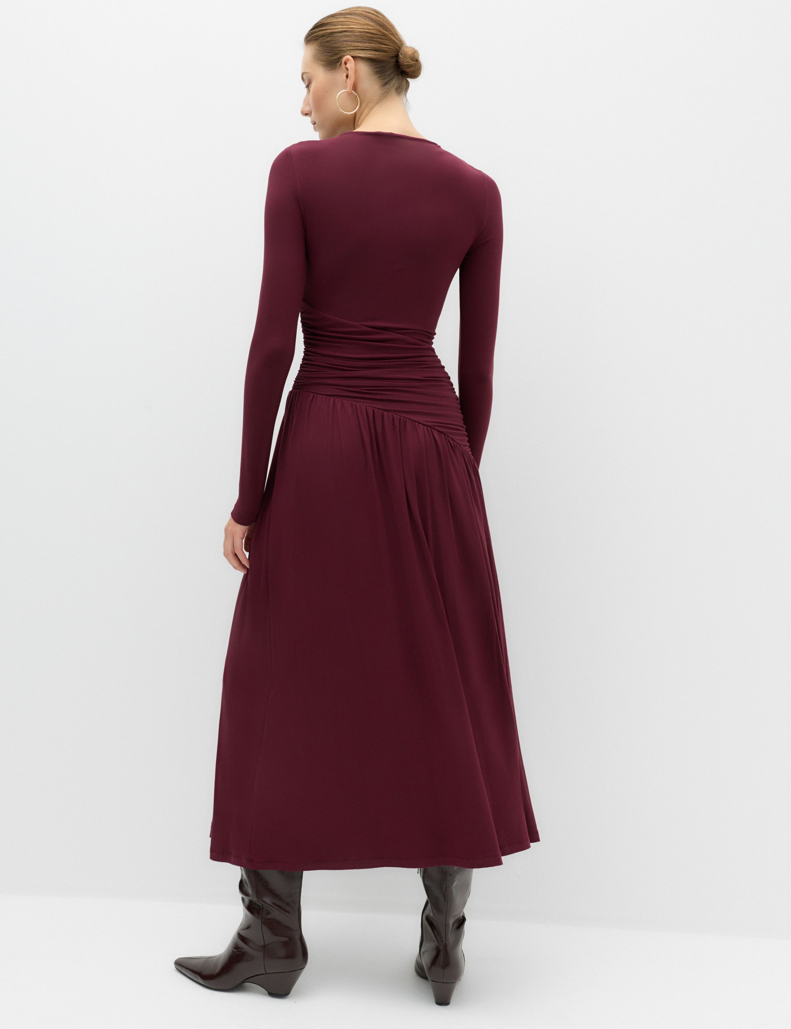 Jersey Draped Midi Waisted Dress 4 of 5