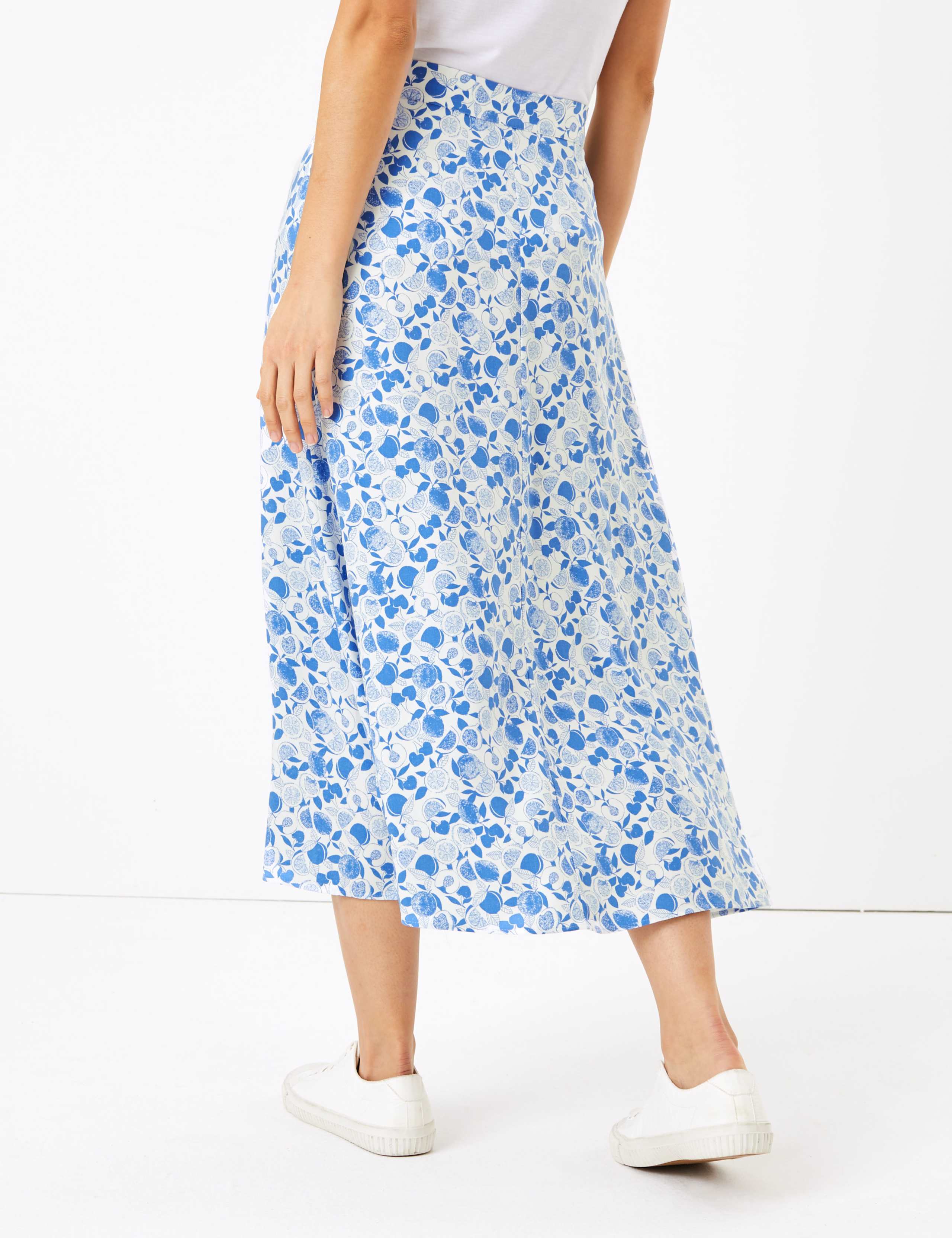 Fruit Print Button Front Midi A-Line Skirt 3 of 4