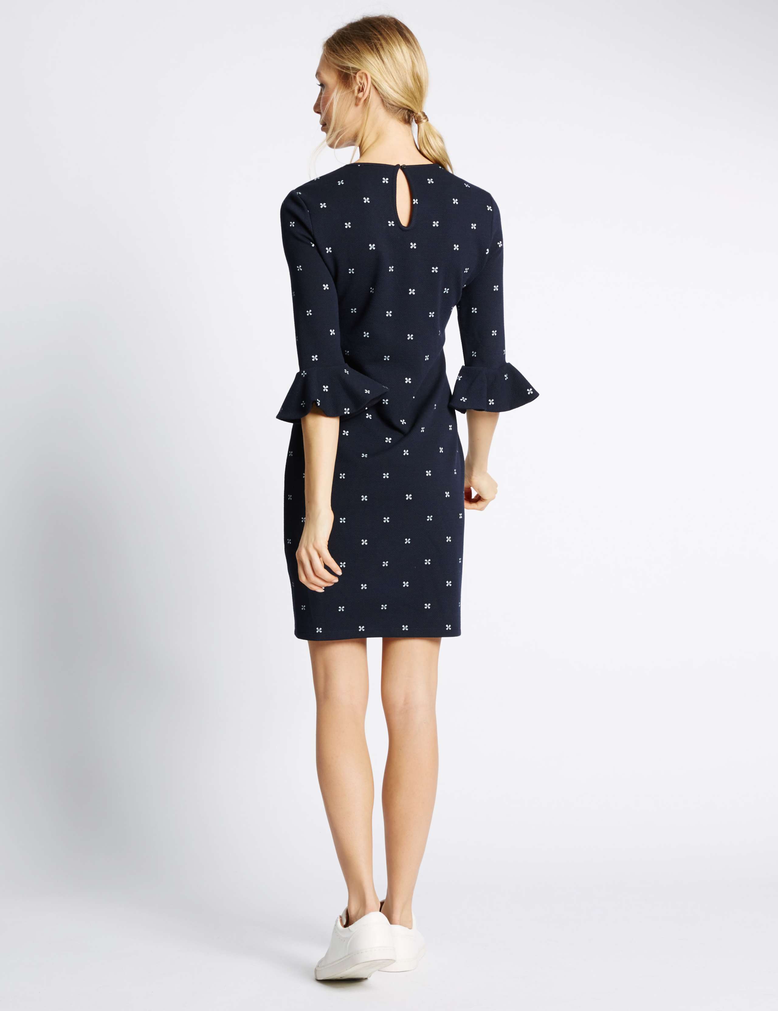 Frilled Cuff 3/4 Sleeve Swing Dress 3 of 4