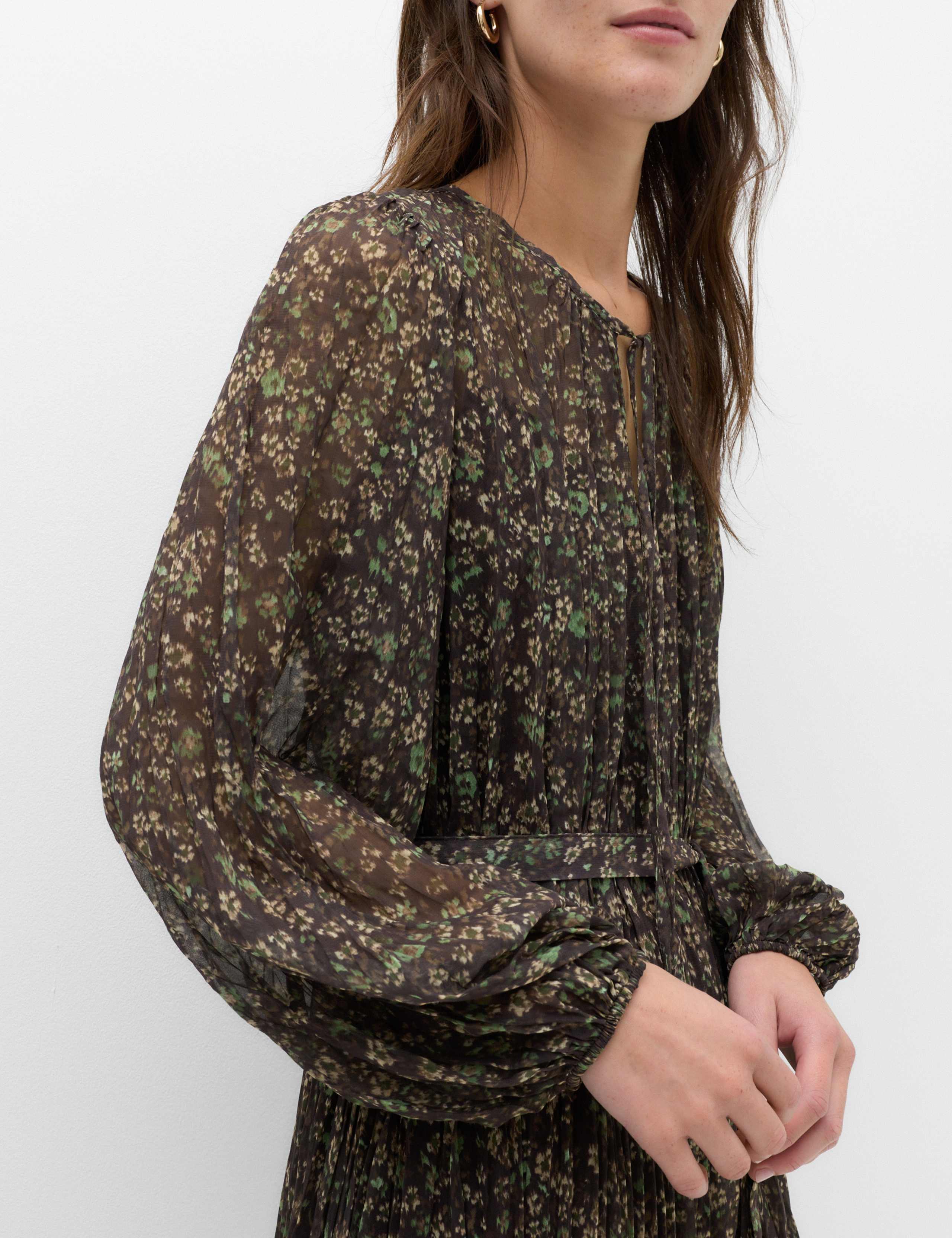 Floral Tie Neck Mini Waisted Dress 3 of 6