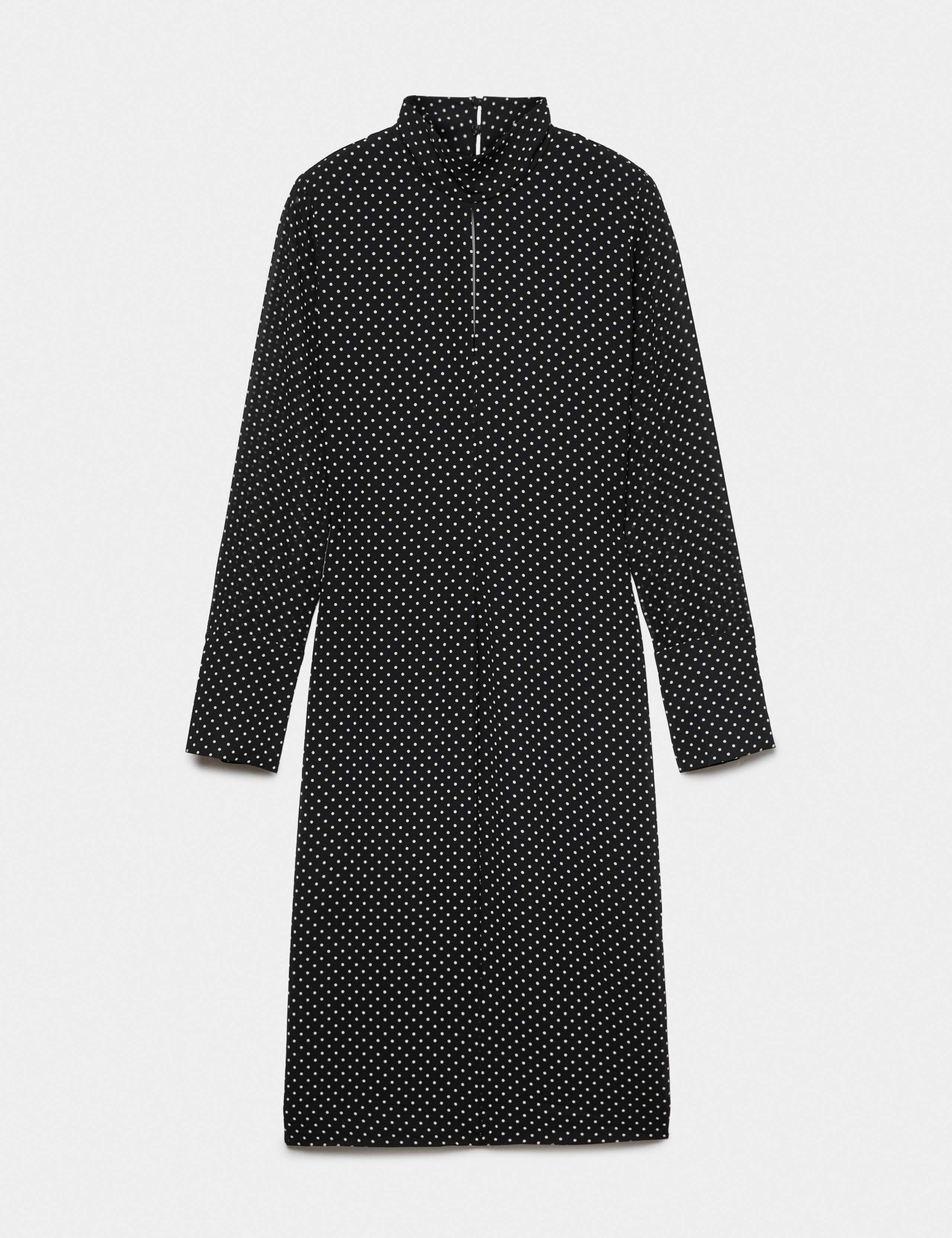 Polka Dot Funnel Neck Midi Shift Dress 2 of 6