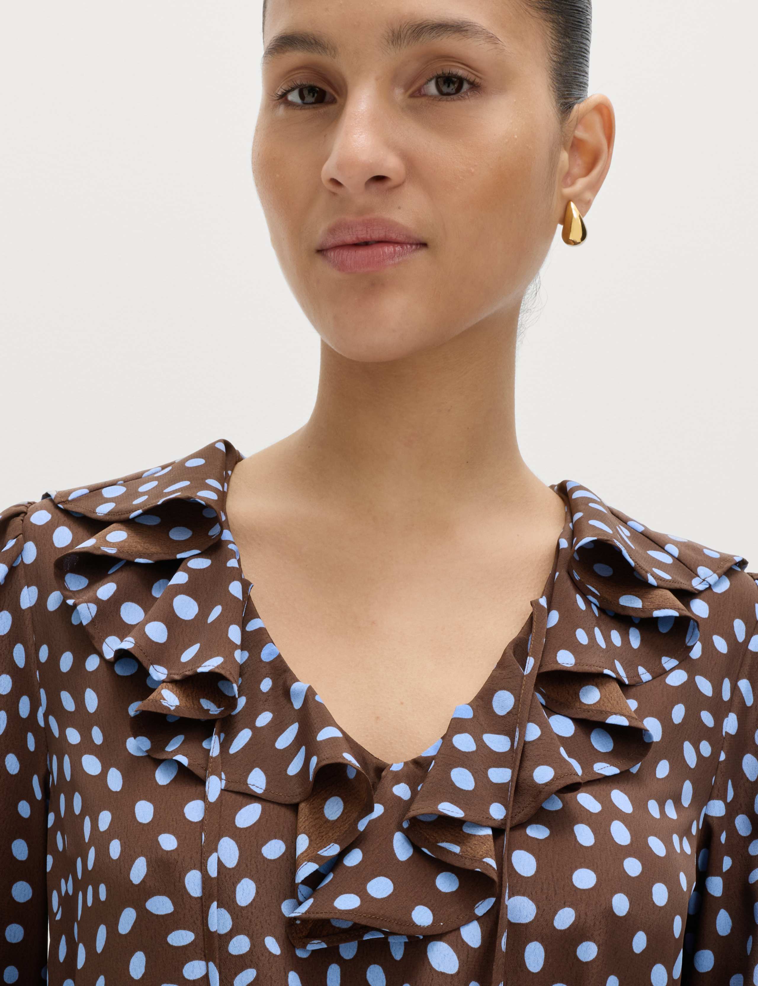 Spot Print Ruffle Mini Tiered Dress 2 of 6