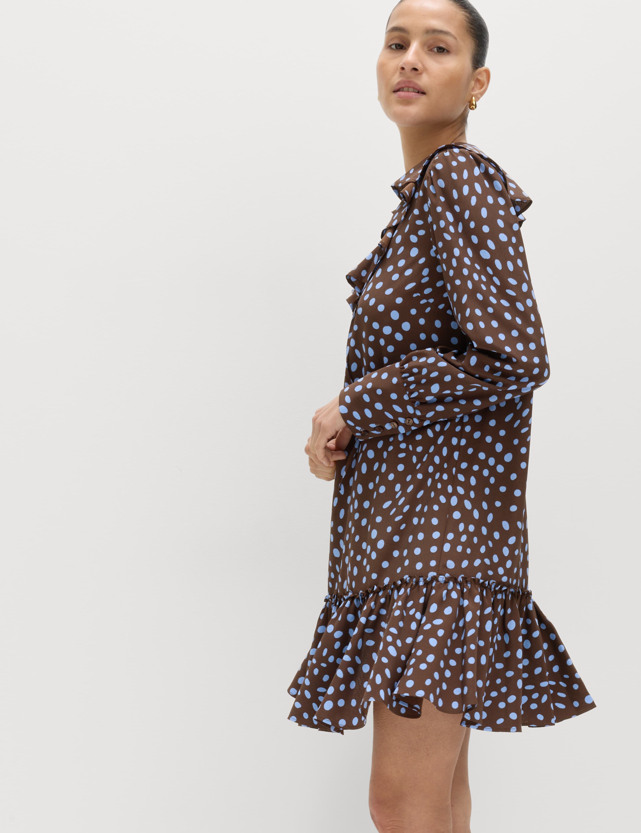 Spot Print Ruffle Mini Tiered Dress 4 of 6