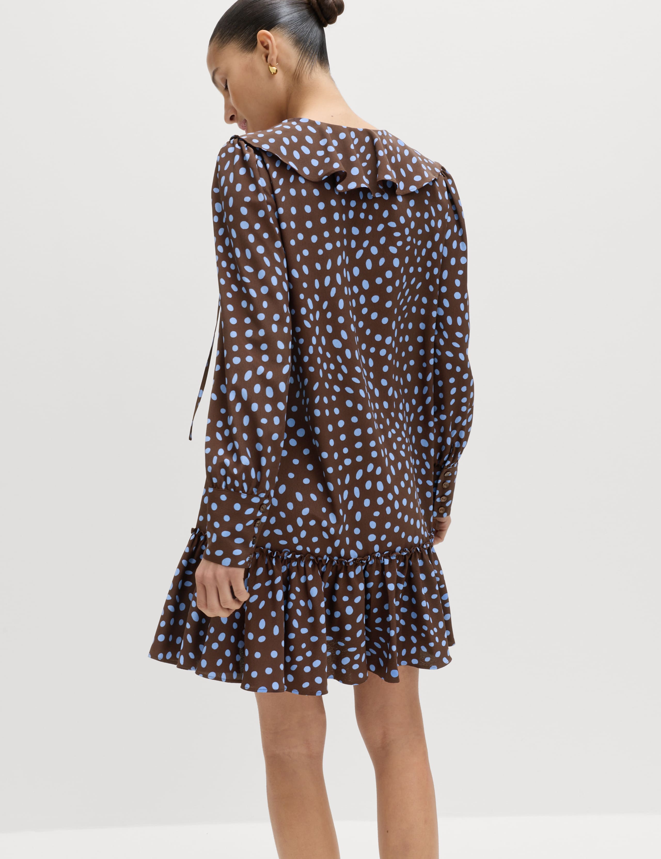 Spot Print Ruffle Mini Tiered Dress 6 of 6