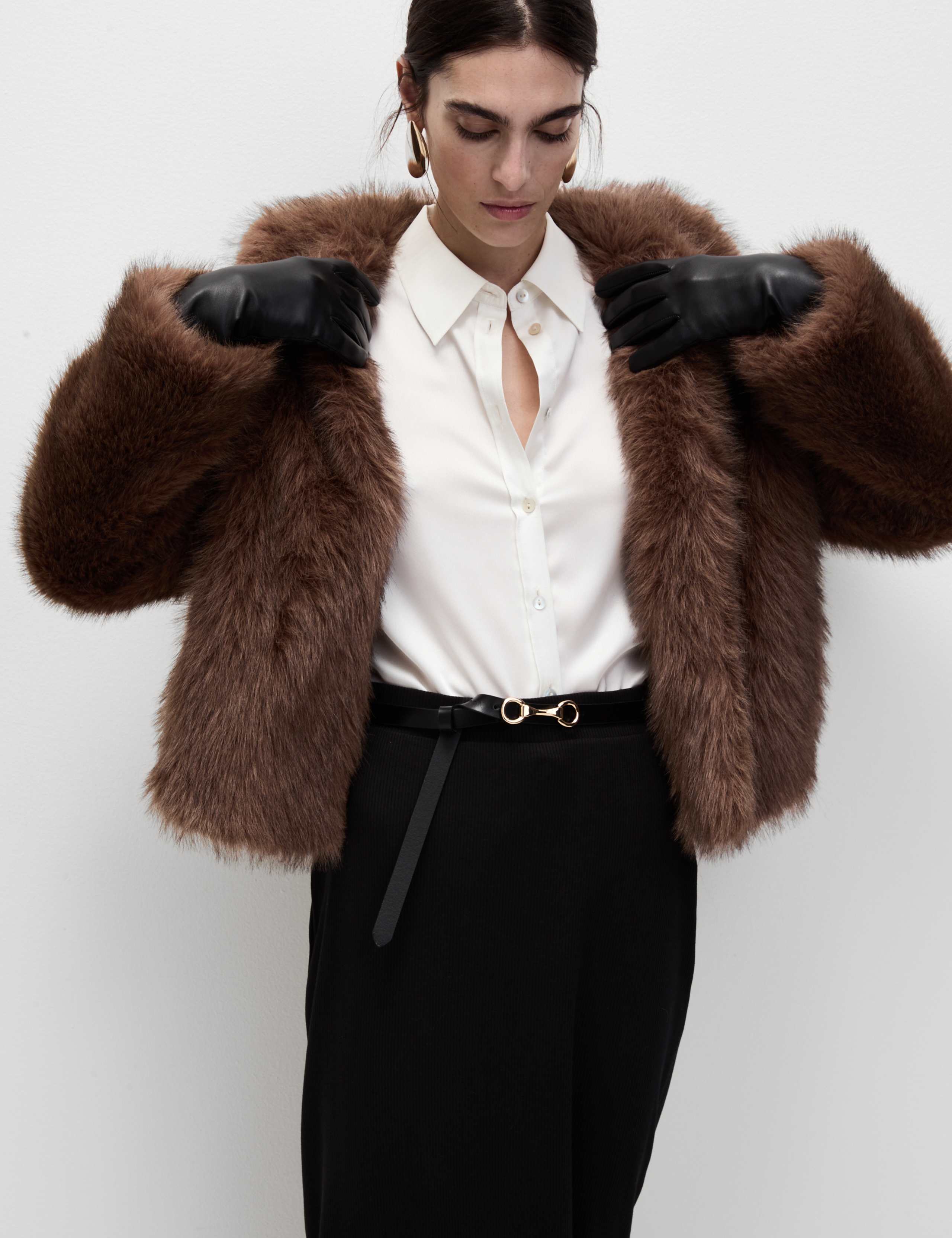 Cotton Blend Ribbed Midi Column Skirt 4 of 5